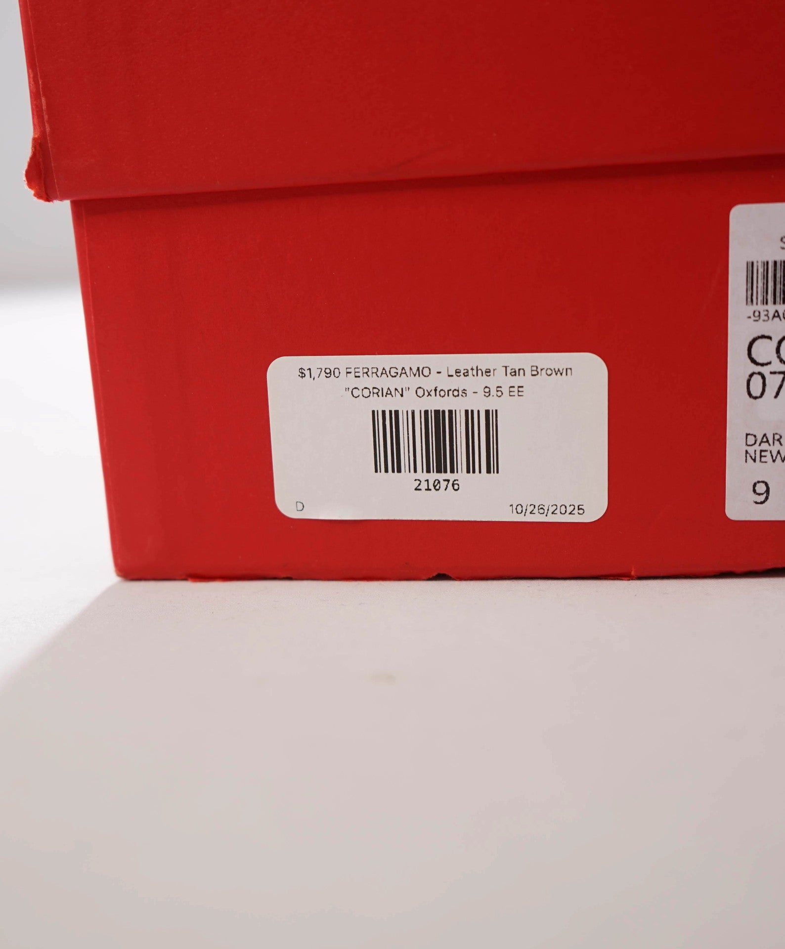 $1,790 FERRAGAMO - Leather Tan Brown "CORIAN" Oxfords - 9.5 EE