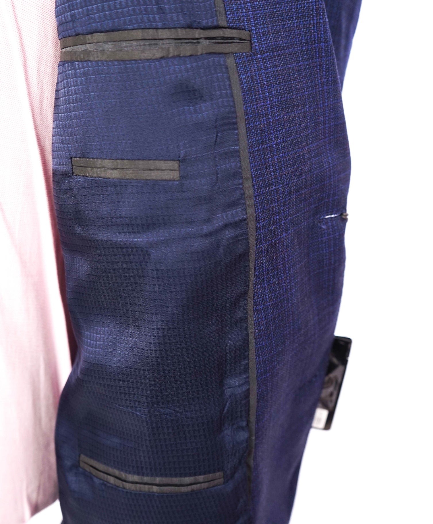$1,595 EMPORIO ARMANI - Wool Blue Abstract Plaid "G Line" Blazer - 42R