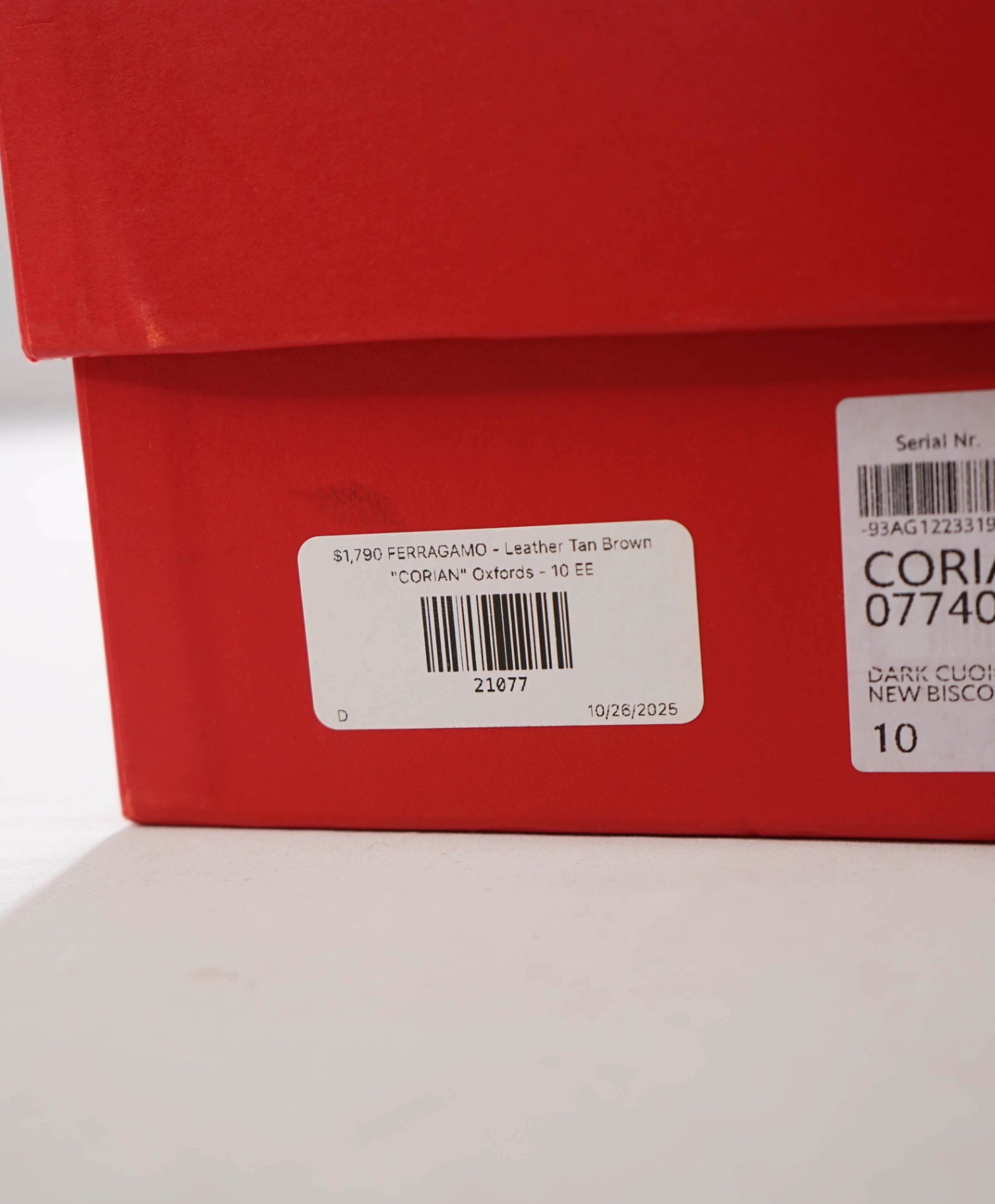 $1,790 FERRAGAMO - Leather Tan Brown "CORIAN" Oxfords - 10 EE