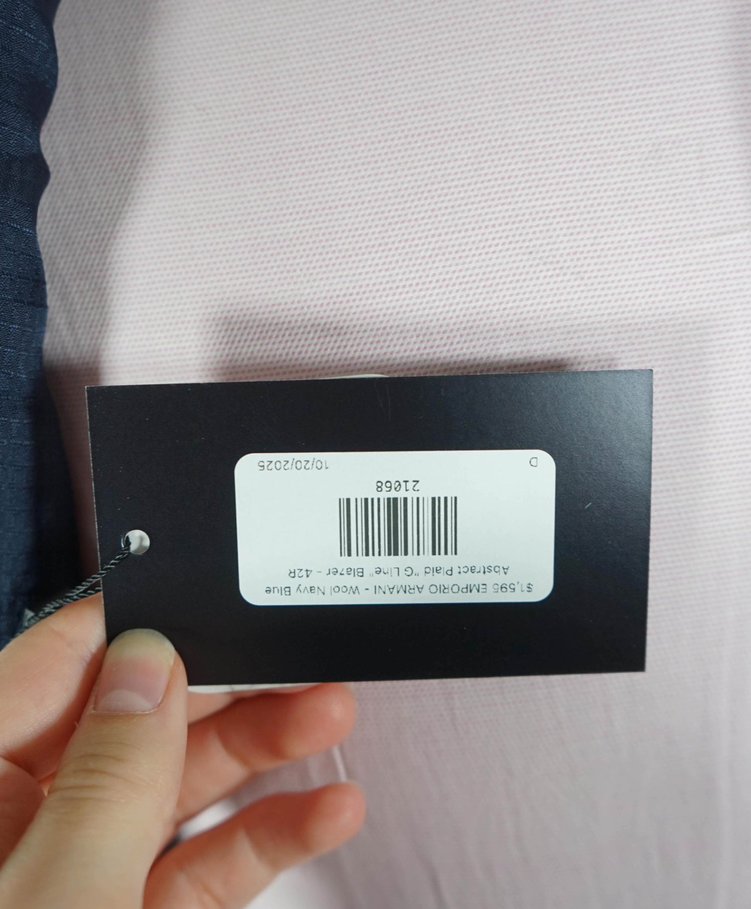 $1,595 EMPORIO ARMANI - Wool Blue Abstract Plaid "G Line" Blazer - 42R