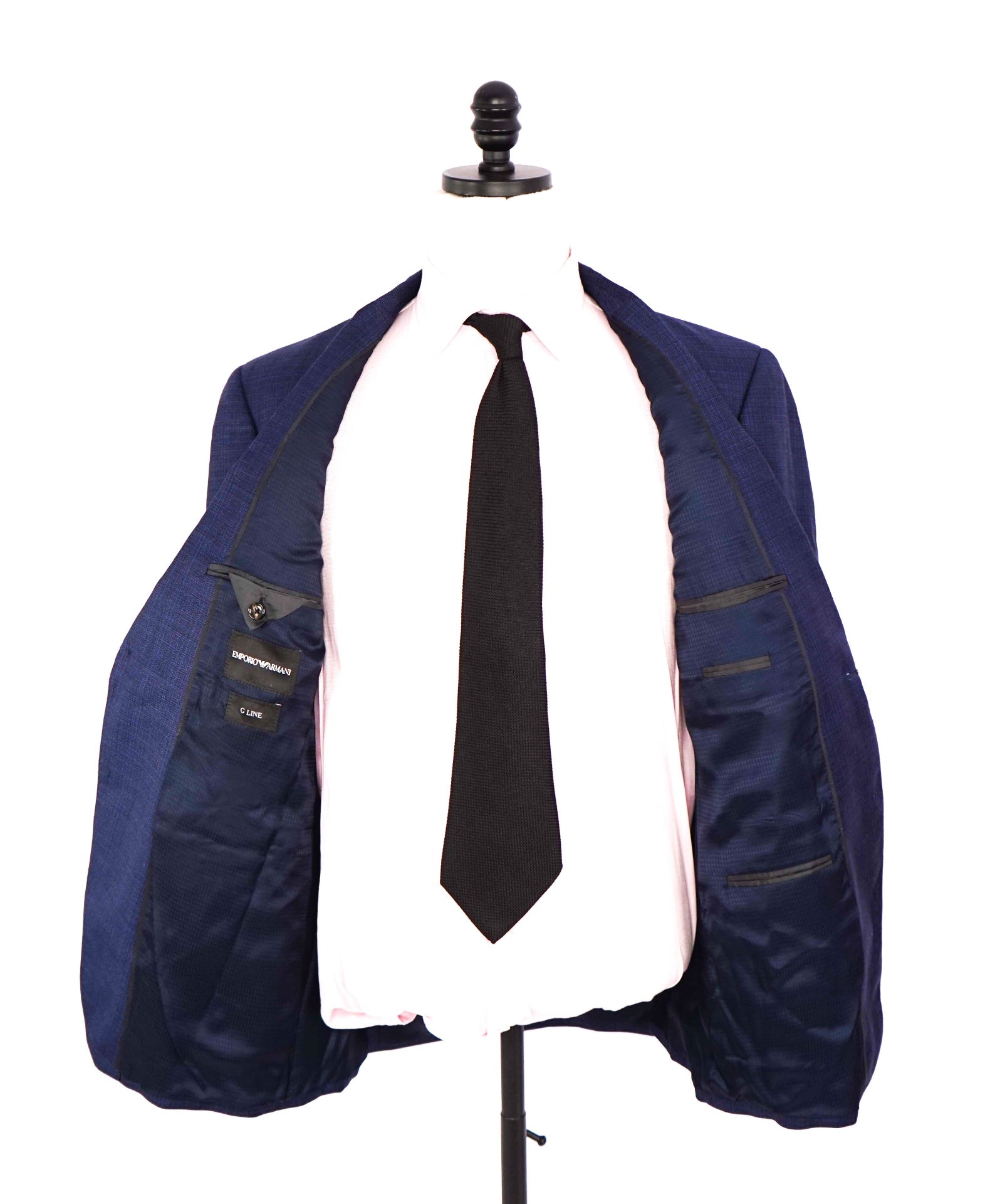 $1,595 EMPORIO ARMANI - Wool Blue Abstract Plaid "G Line" Blazer - 42R