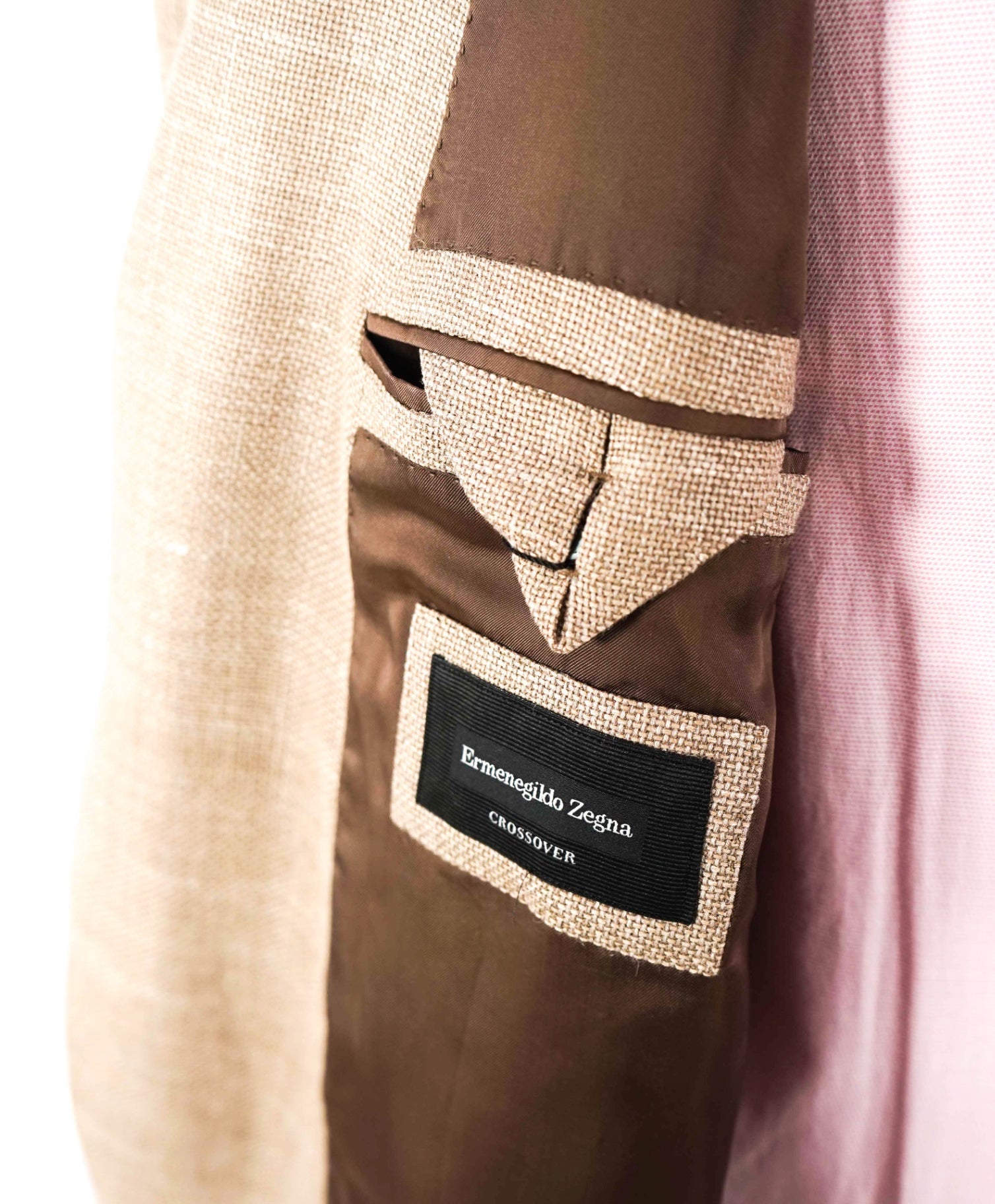 $2,695 ZEGNA - Wool/Silk/Linen "CROSSOVER" Tan 2/3-Roll Blazer - 50R