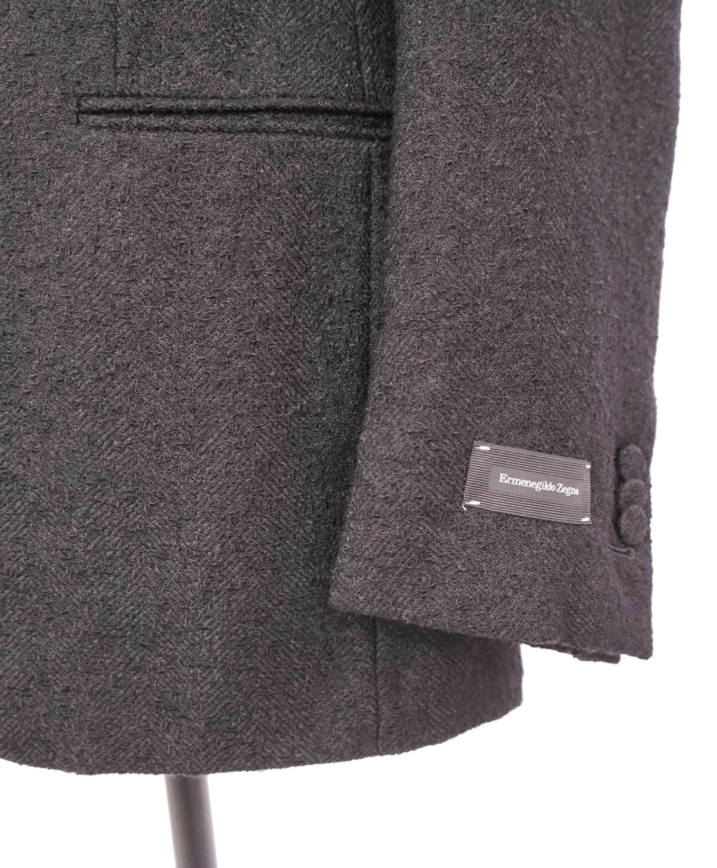 $3,895 ZEGNA - "Venezia" ALPACA Textured Black 1-Btn Blazer - 38R