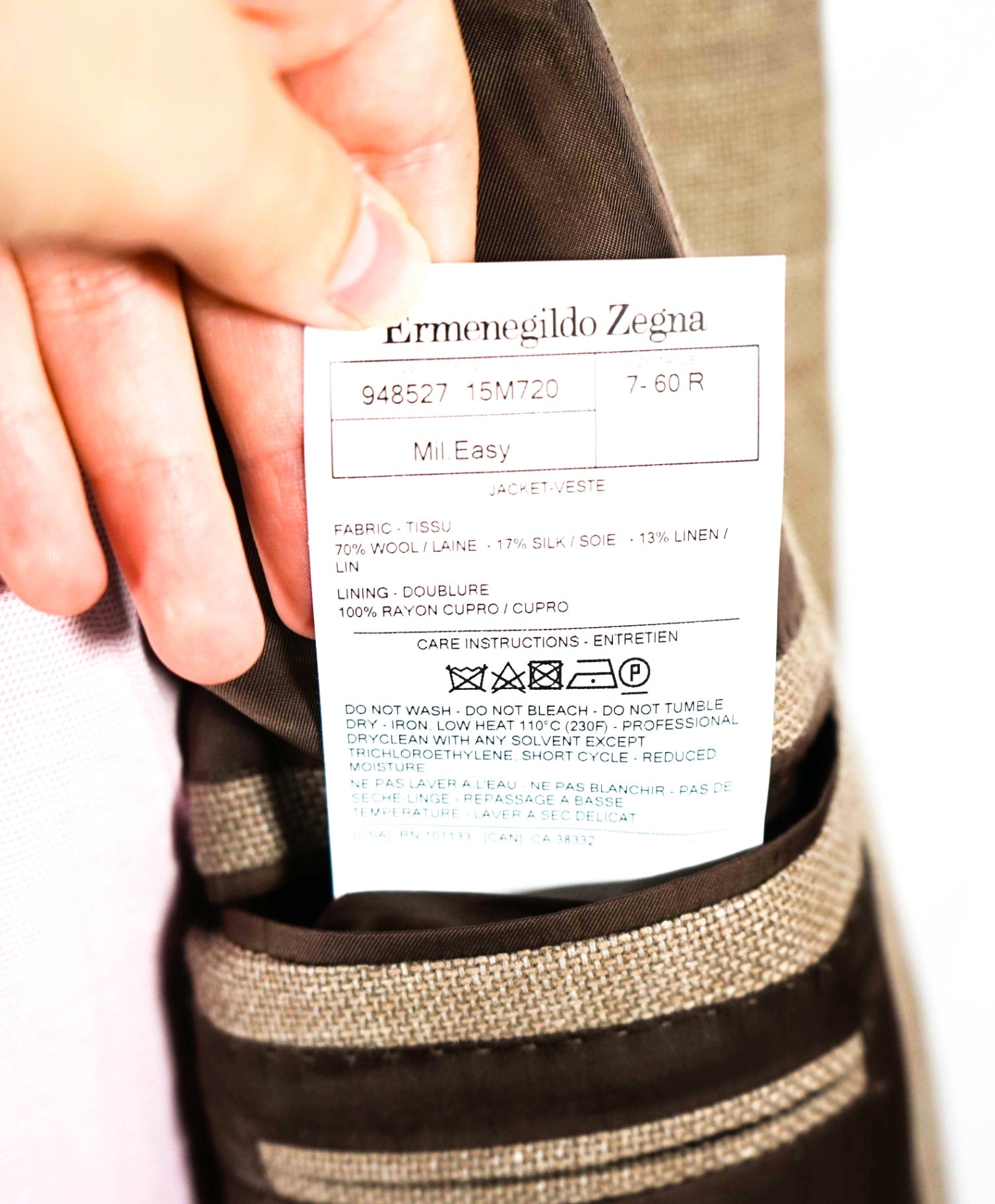 $2,695 ZEGNA - Wool/Silk/Linen "CROSSOVER" Tan 2/3-Roll Blazer - 50R