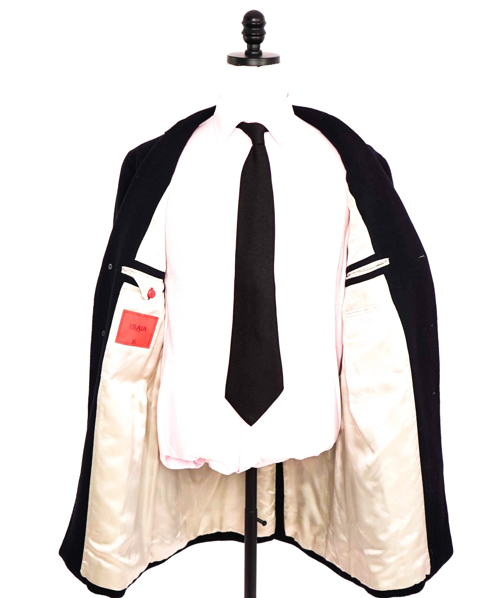 $6,995 ISAIA - Wool Solid Navy Blue Overcoat Coat - 42R