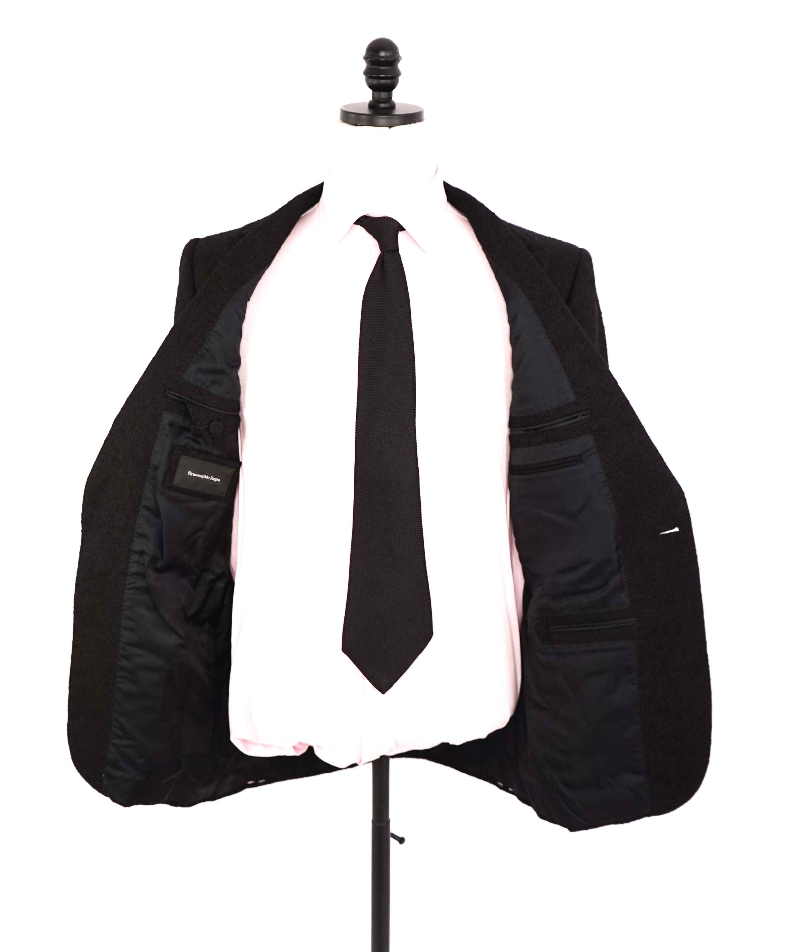 $3,895 ZEGNA - "Venezia" ALPACA Textured Black 1-Btn Blazer - 38R