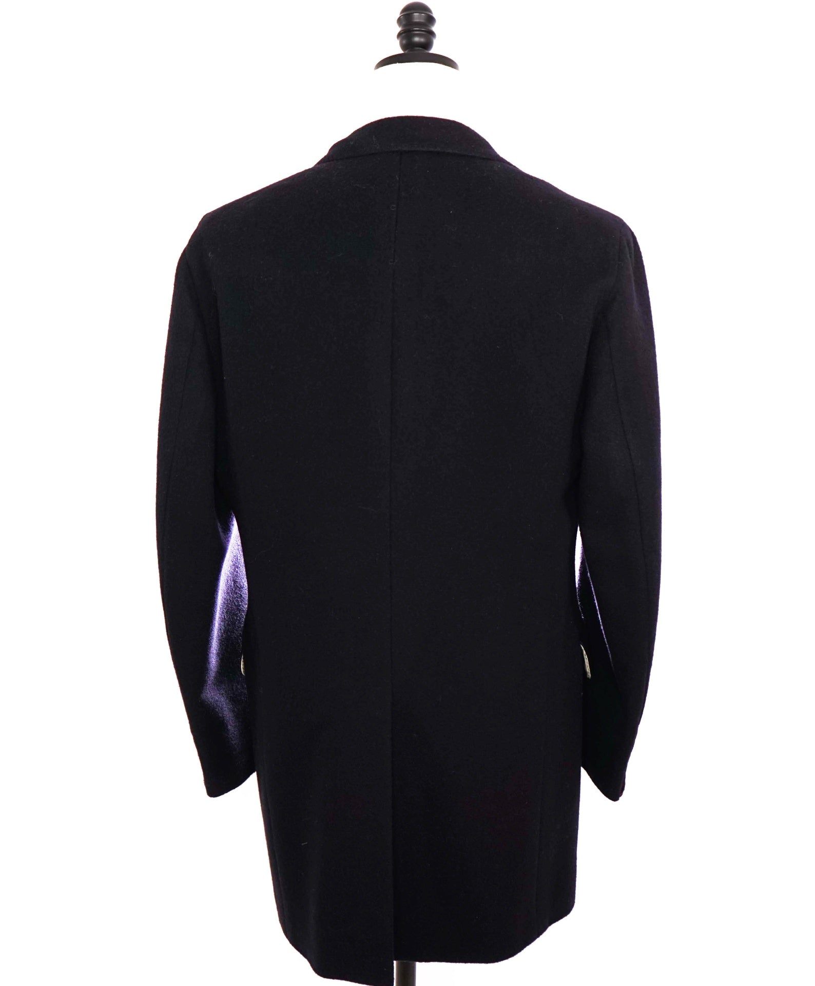 $6,995 ISAIA - Wool Solid Navy Blue Overcoat Coat - 42R
