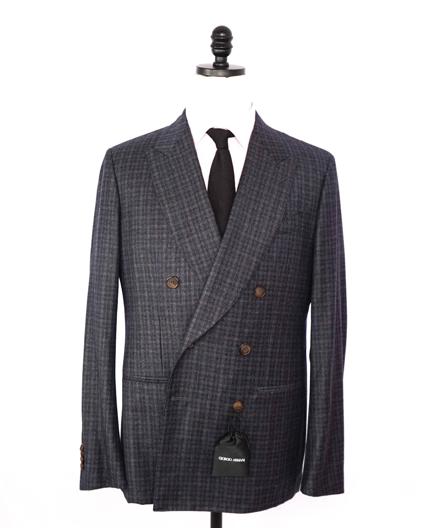 $4,995 GIORGIO ARMANI - "Napoli" Micro Check Double Breasted Suit - 42R