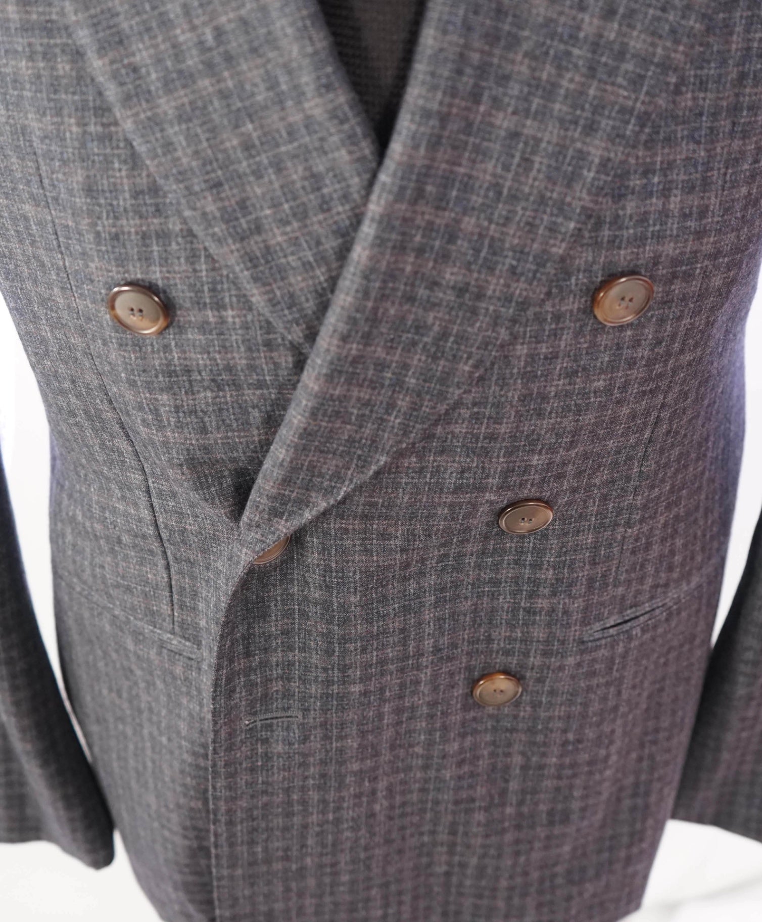 $4,995 GIORGIO ARMANI - "Napoli" Micro Check Double Breasted Suit - 42R