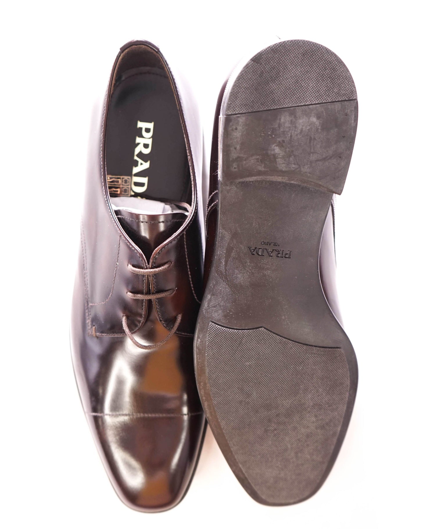 $980 PRADA - "SPAZOLATTO" Leather Dark Brown Derby - US 10 (9UK)