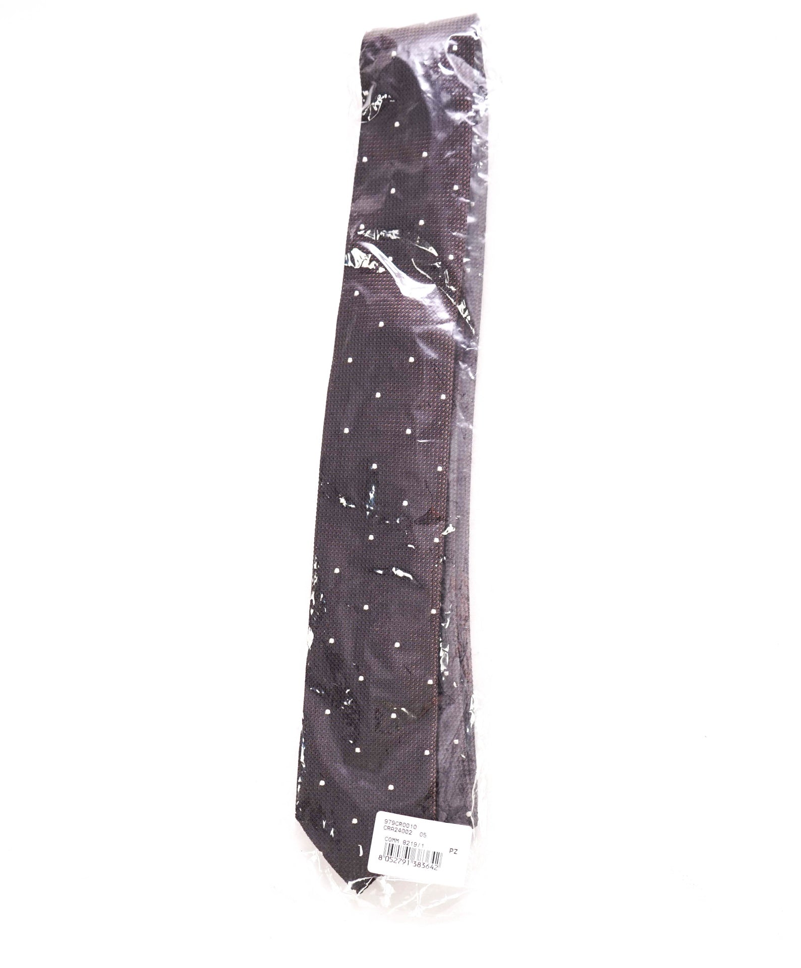 $195 ELEVENTY Brown Polka Dot Silk Tie - 2.25"