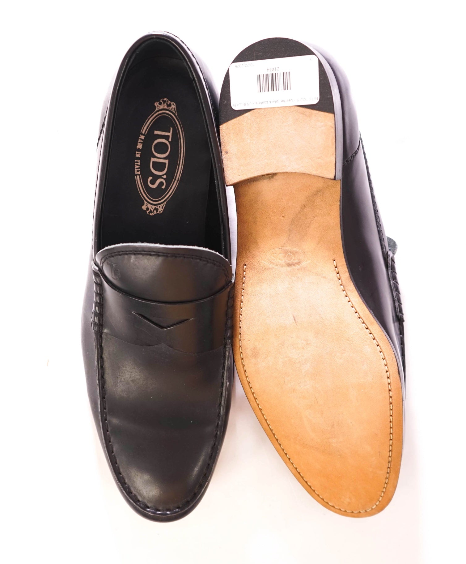 $675 TOD'S - "BOSTON" Matte Aged Finish Leather Black Loafers - US 9 (UK8)