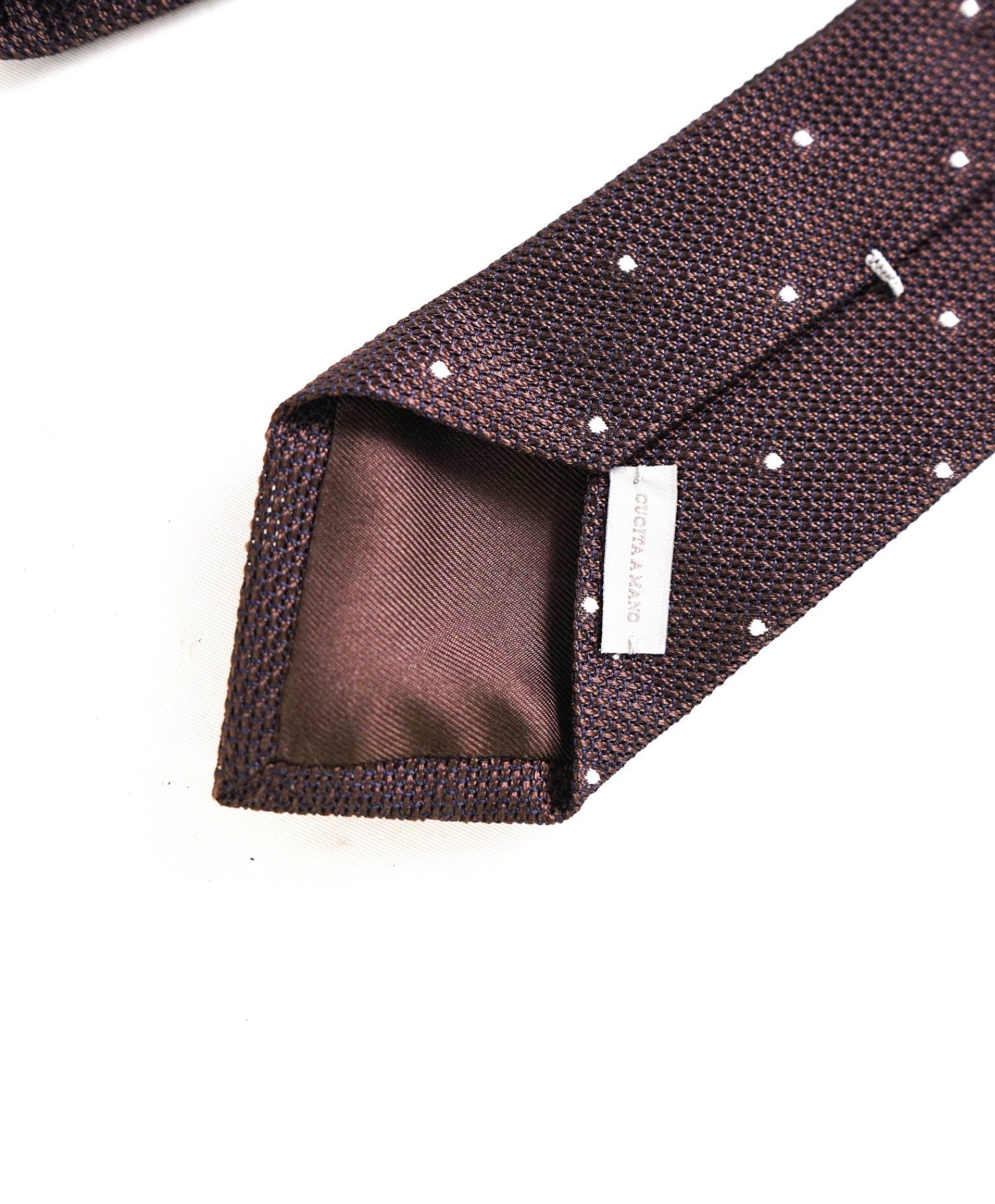 $195 ELEVENTY Brown Polka Dot Silk Tie - 2.25"