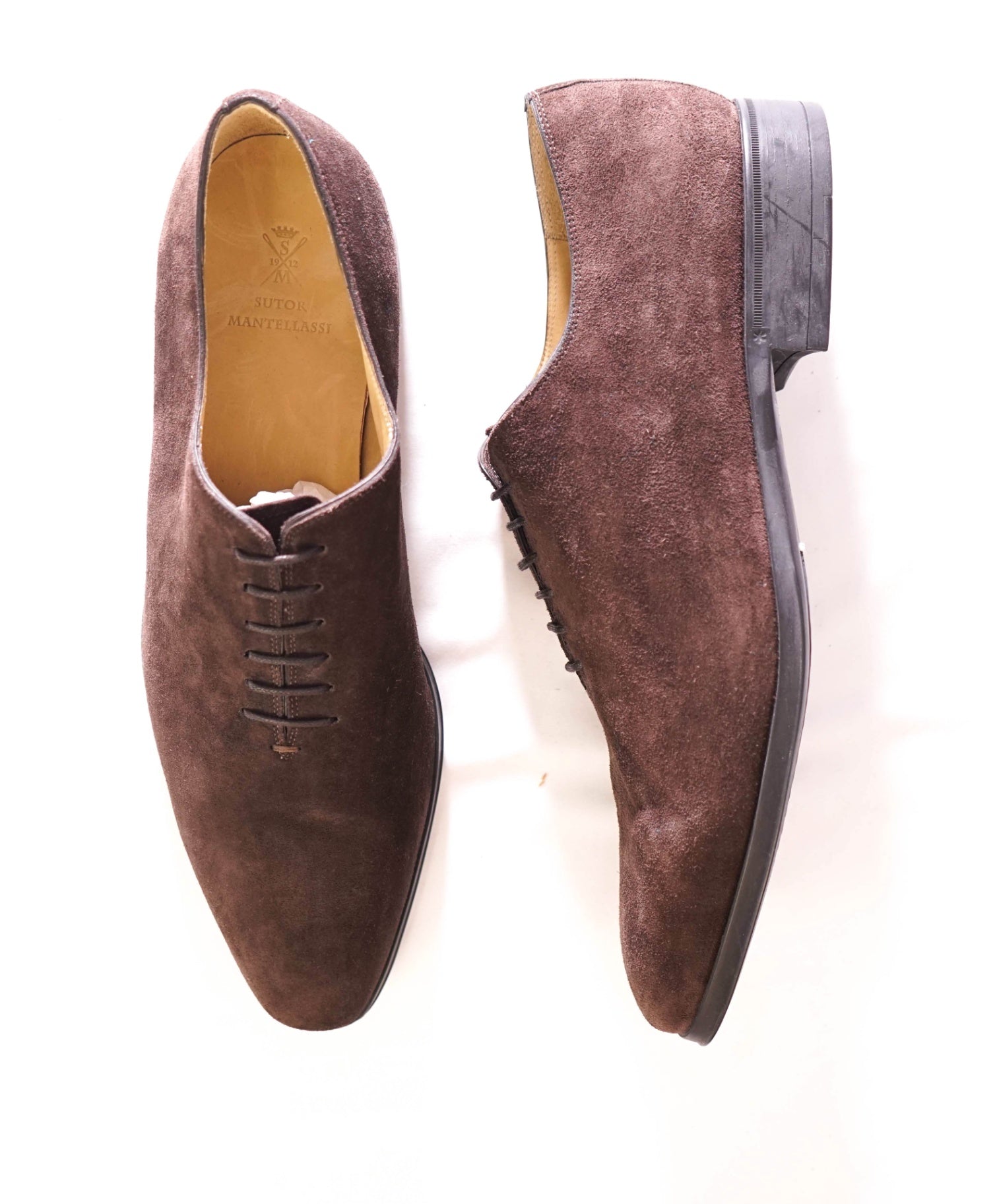 $1,080 SUTOR MANTELLASSI - Suede Brown Oxfords - 12 US