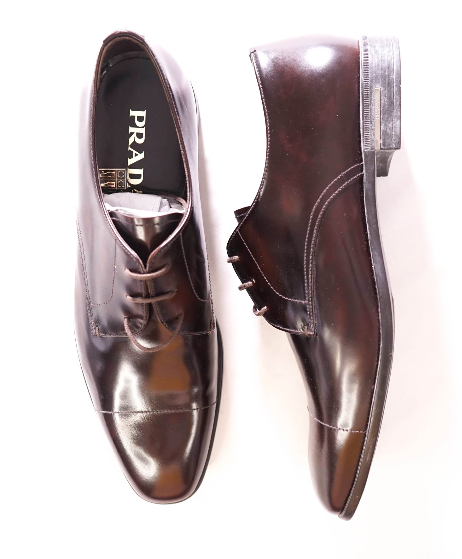 $980 PRADA - "SPAZOLATTO" Leather Dark Brown Derby - US 10 (9UK)