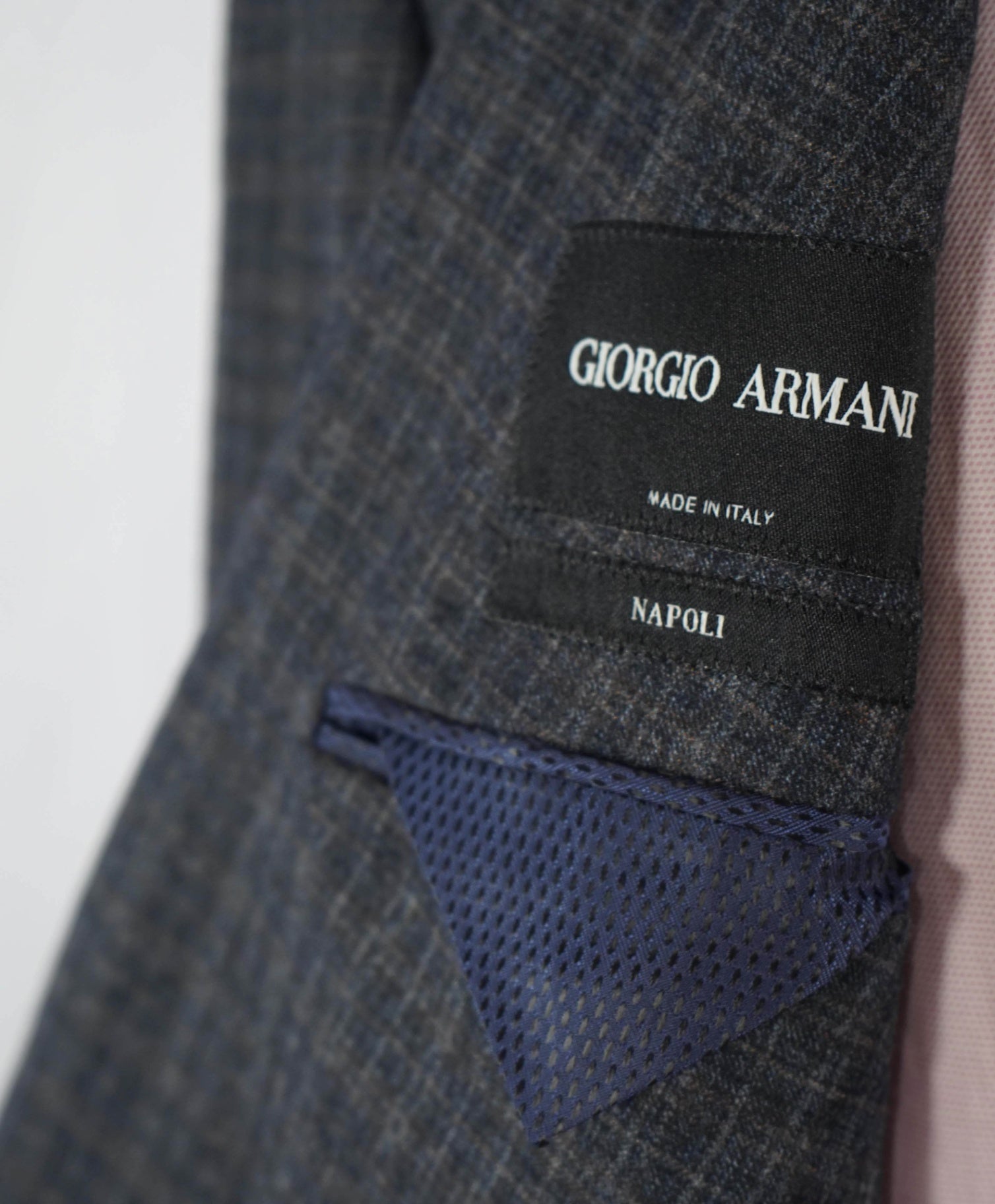 $4,995 GIORGIO ARMANI - "Napoli" Micro Check Double Breasted Suit - 42R