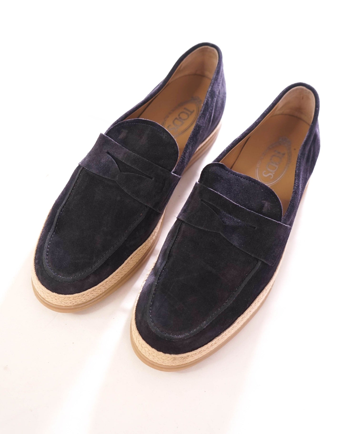 $1,045 TOD'S - Suede Navy Espadrille Loafers - US 10.5 (9.5UK)