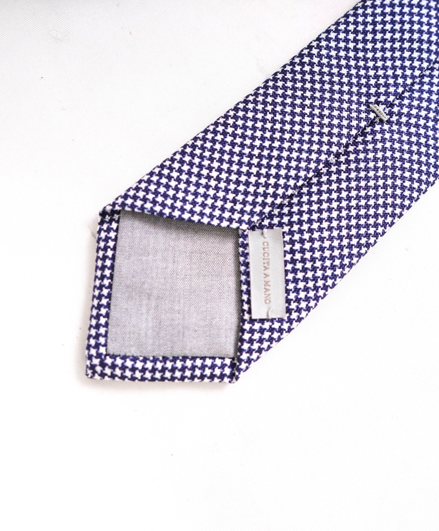 $195 ELEVENTY Blue & White Herringbone Cotton Blend Tie - 2"
