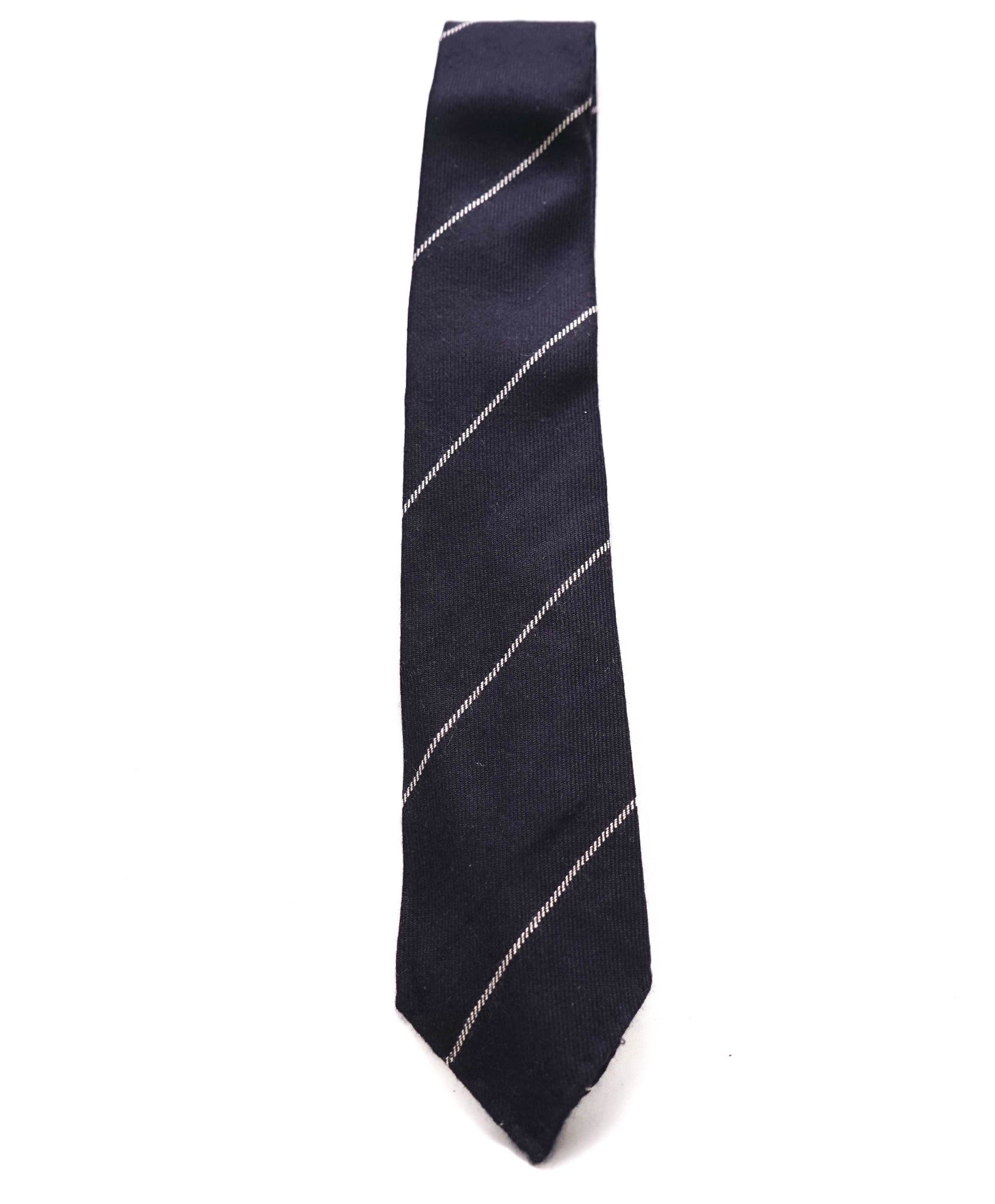 $295 ZEGNA Navy & Gray Wide Stripe PURE CASHMERE Tie - 3"