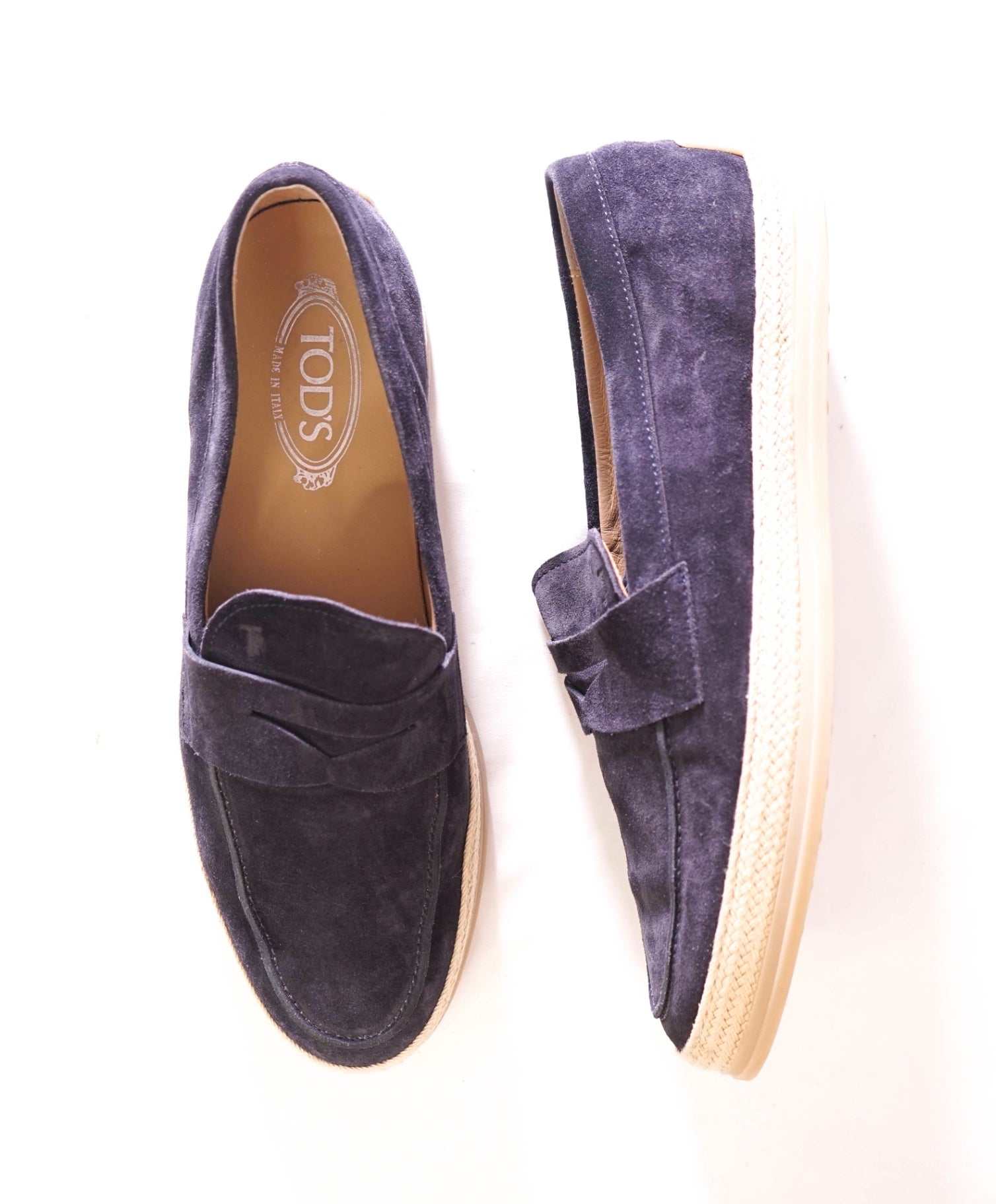 $1,045 TOD'S - Suede Navy Espadrille Loafers - US 10.5 (9.5UK)
