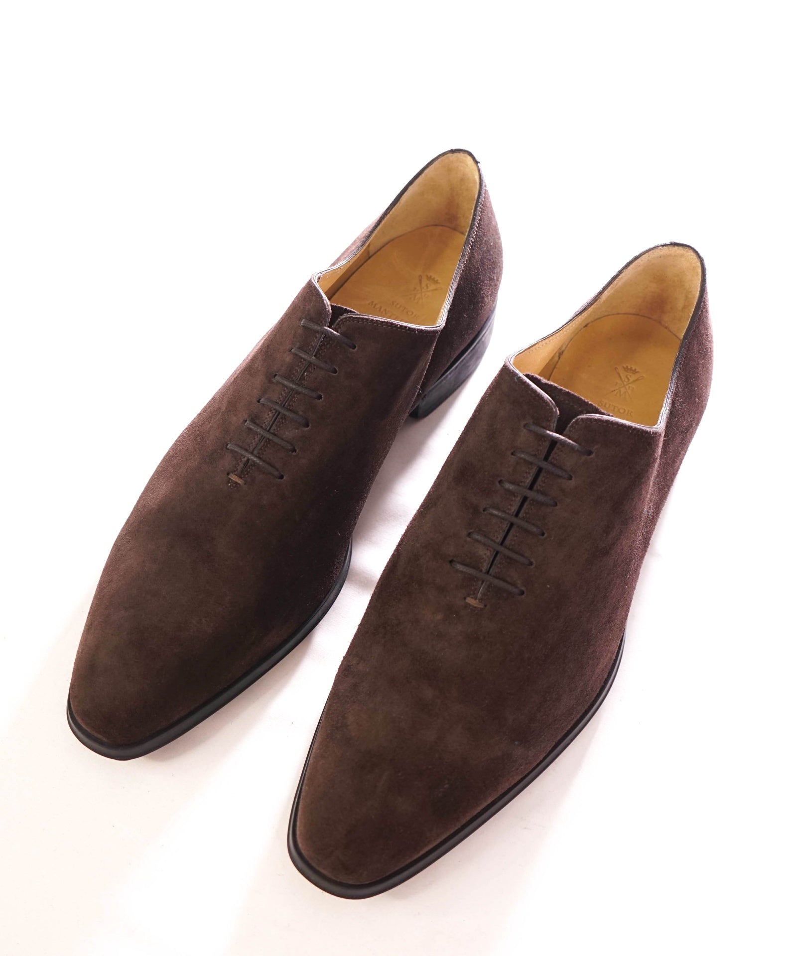$1,080 SUTOR MANTELLASSI - Suede Brown Oxfords - 12 US