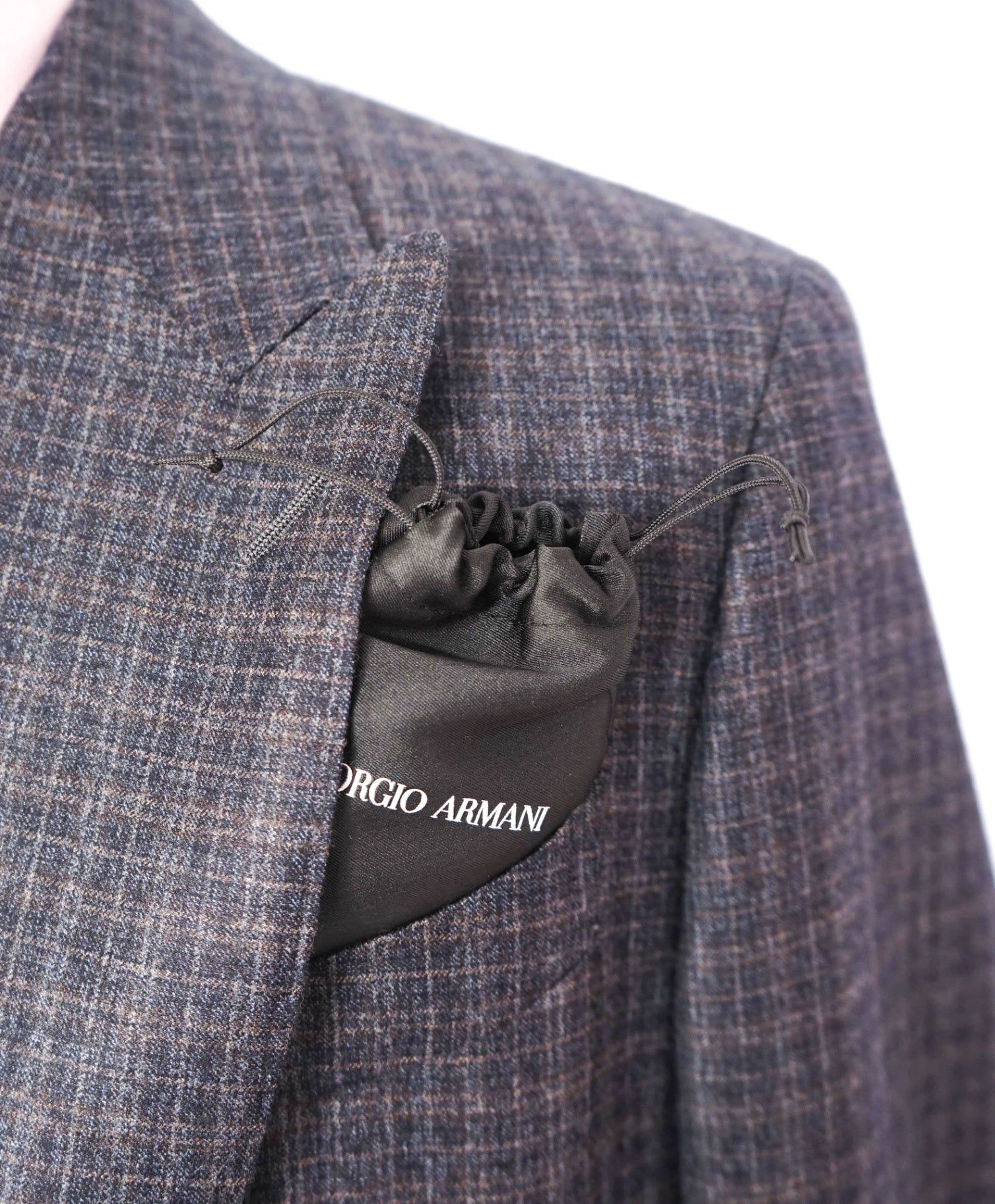 $4,995 GIORGIO ARMANI - "Napoli" Micro Check Double Breasted Suit - 42R