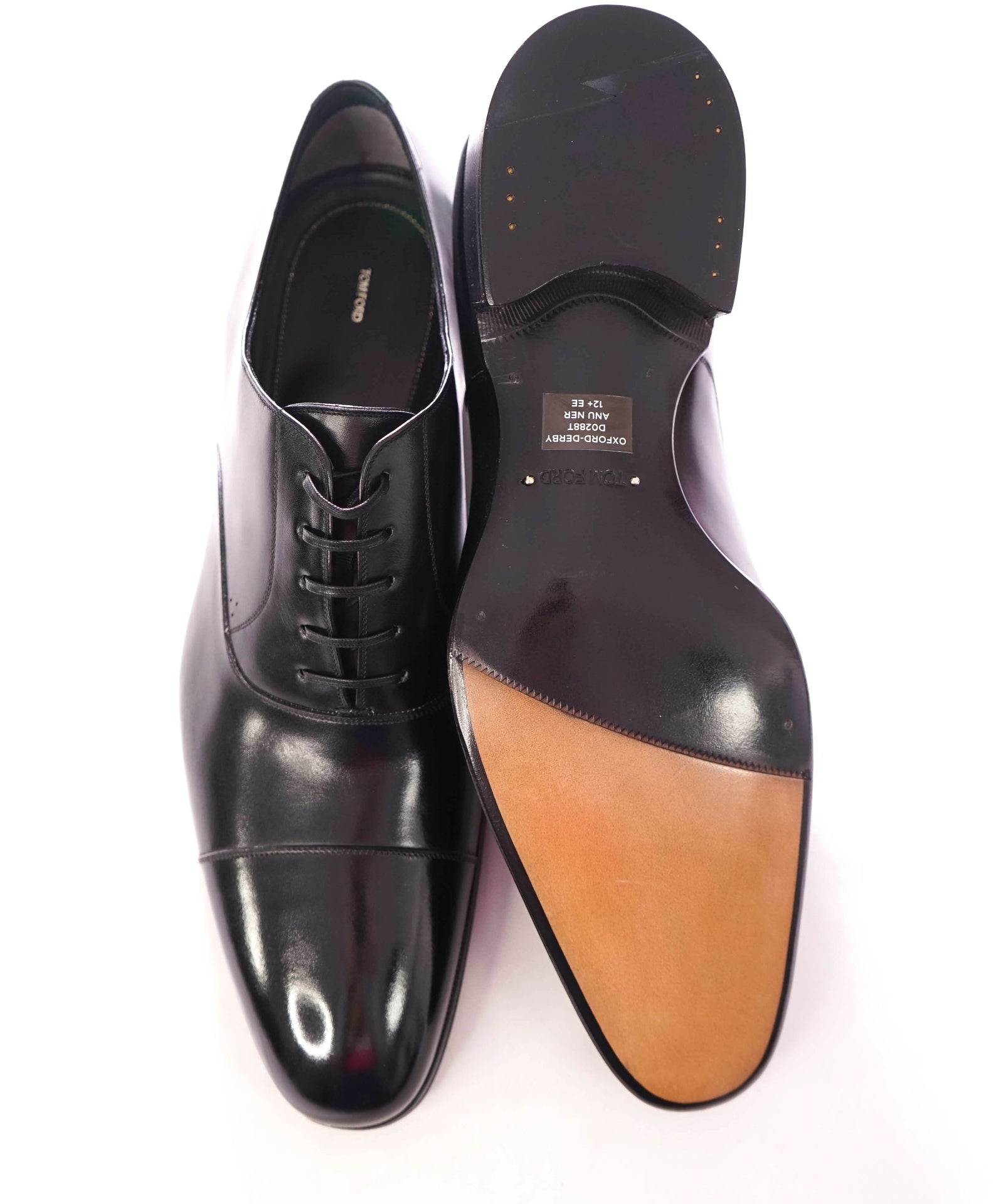 $1,990 TOM FORD - "Edgar" Leather Black Oxfords - 12.5 (12TF)
