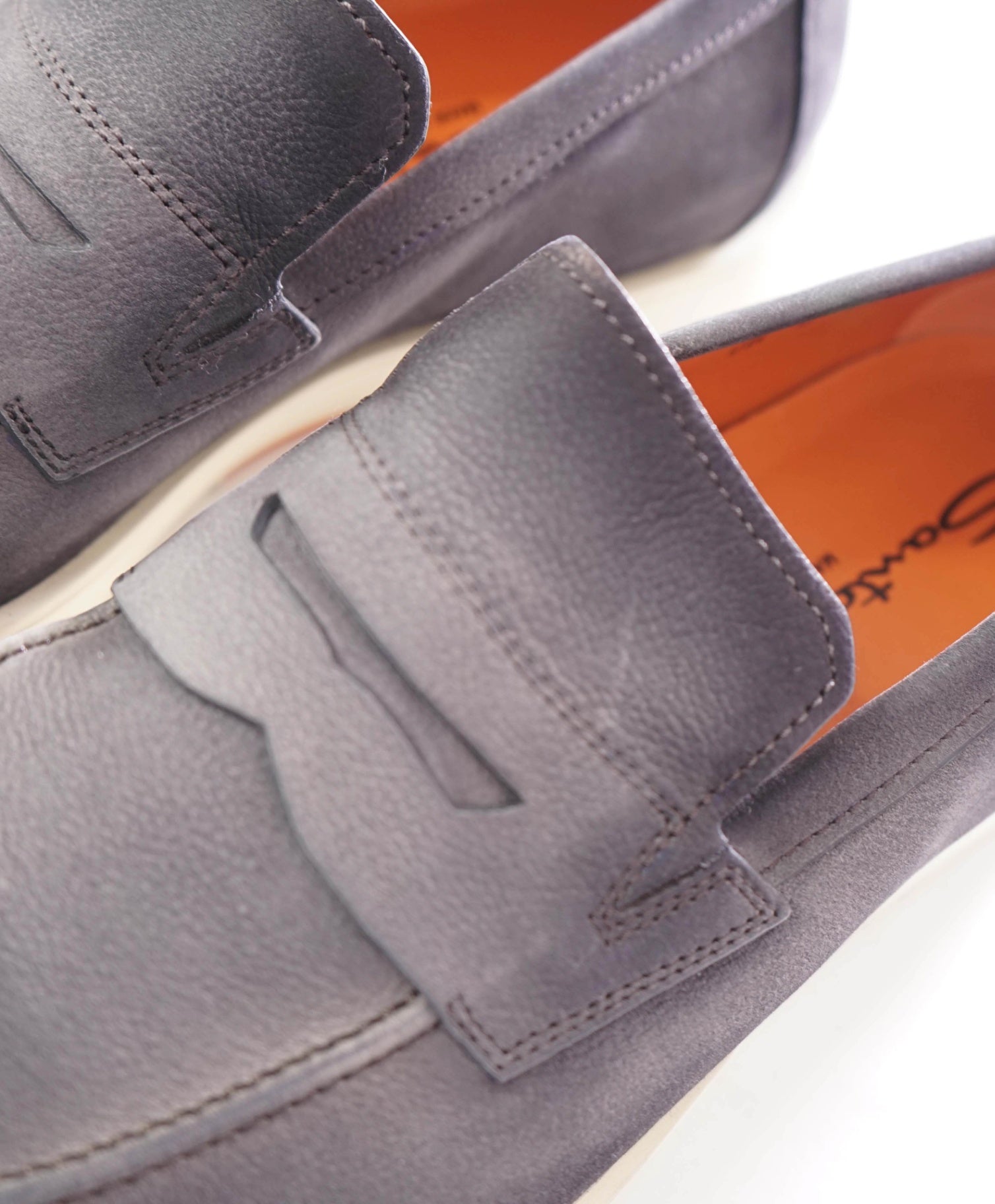 $850 Santoni "BODYWORK" Grey Pebbled Loafers Leather US 10 (9UK)