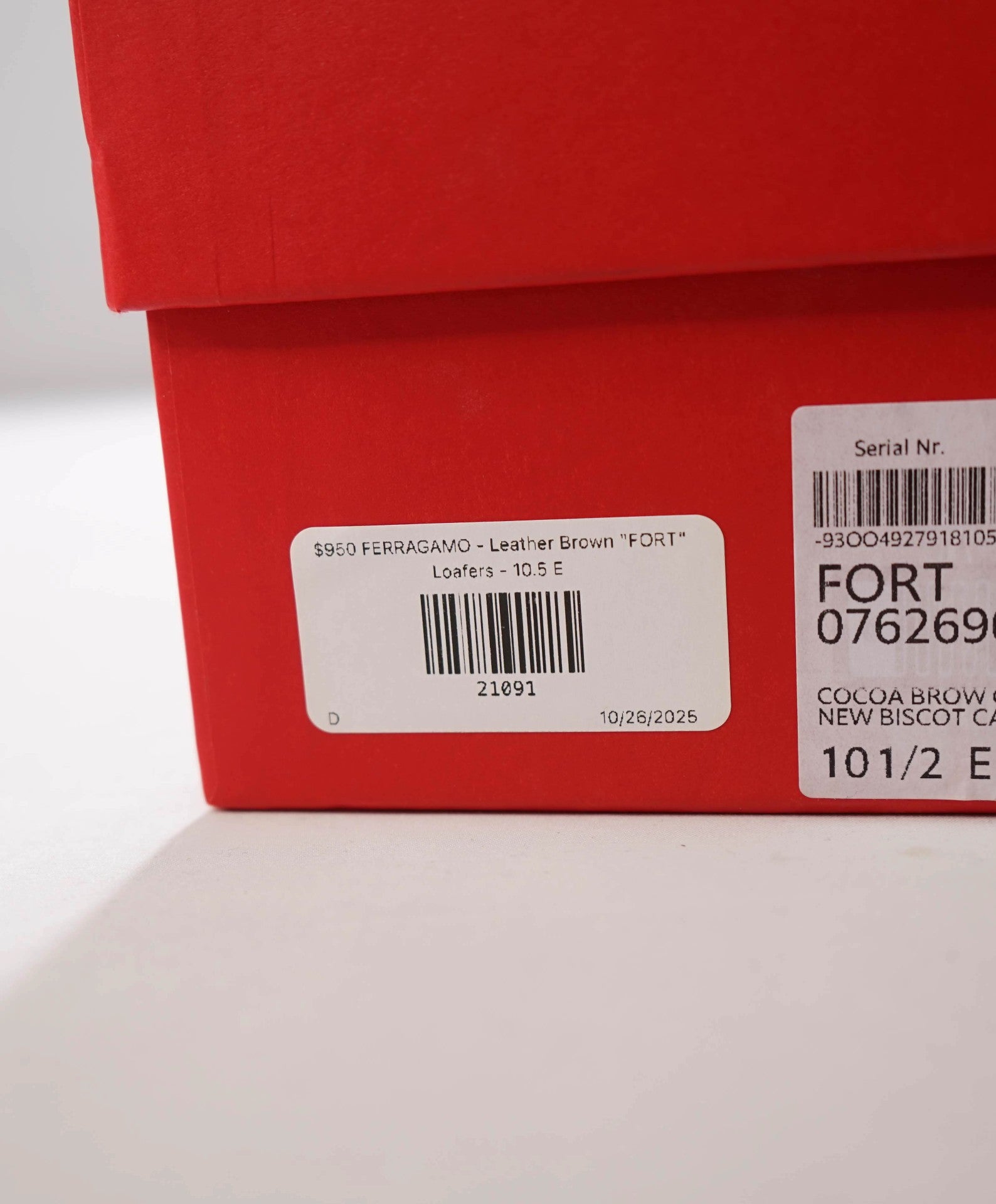 $950 FERRAGAMO - Leather Brown "FORT" Loafers - 10.5 E