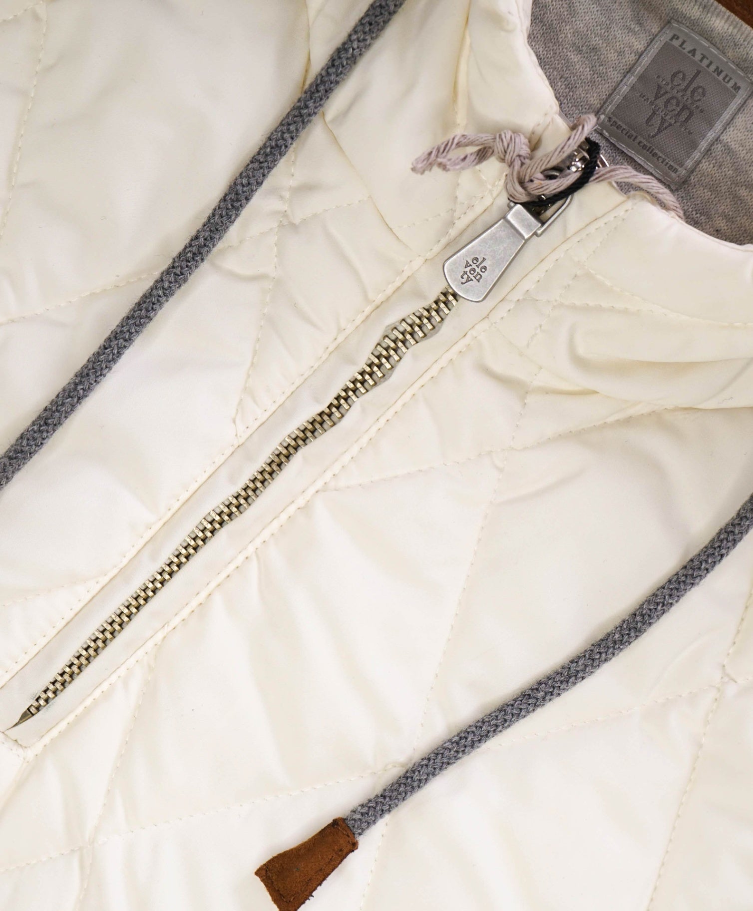 ELEVENTY For LORO PIANA Ivory Quilted Cotton Hoodie Sweater M