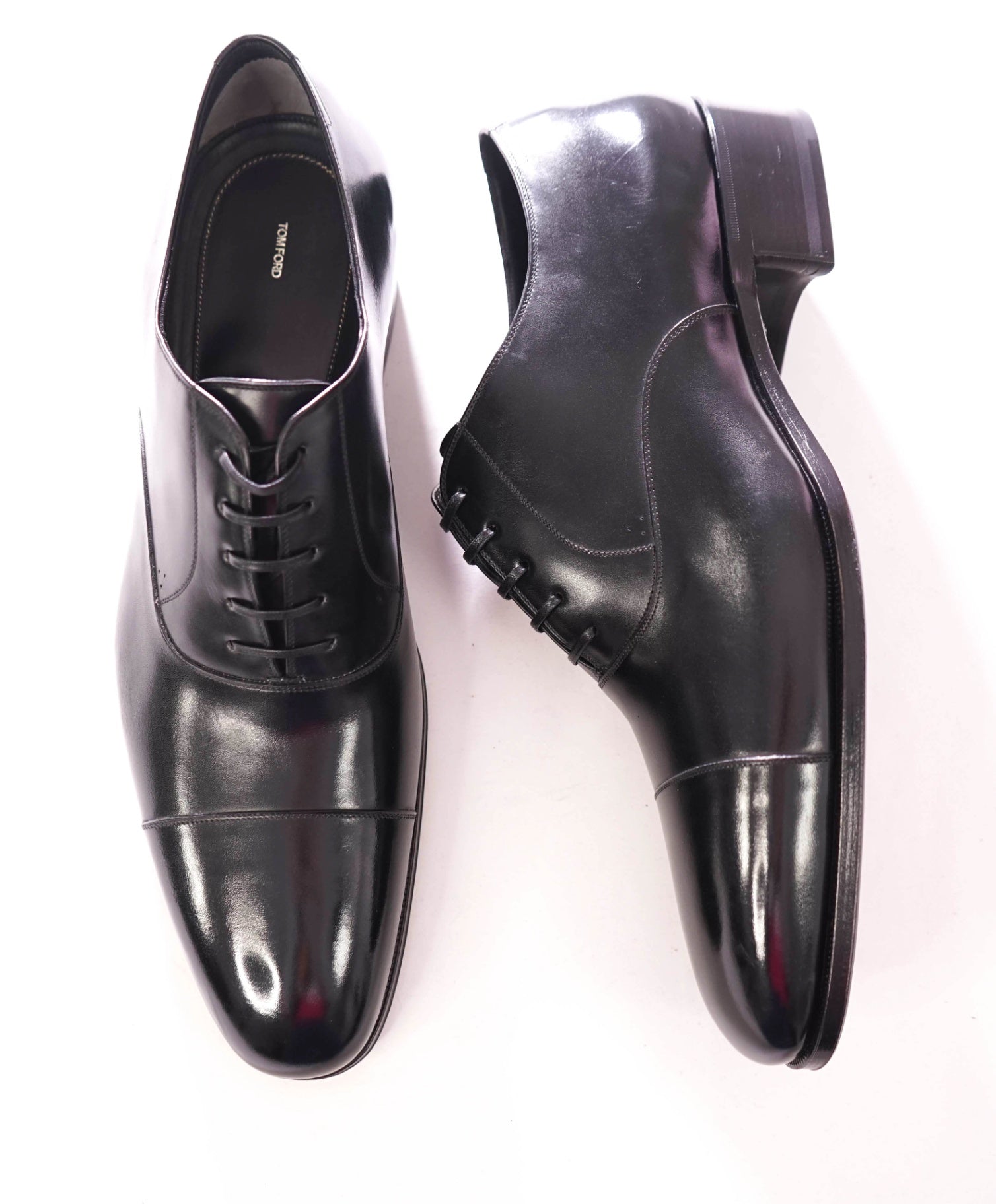 $1,990 TOM FORD - "Edgar" Leather Black Oxfords - 12.5 (12TF)
