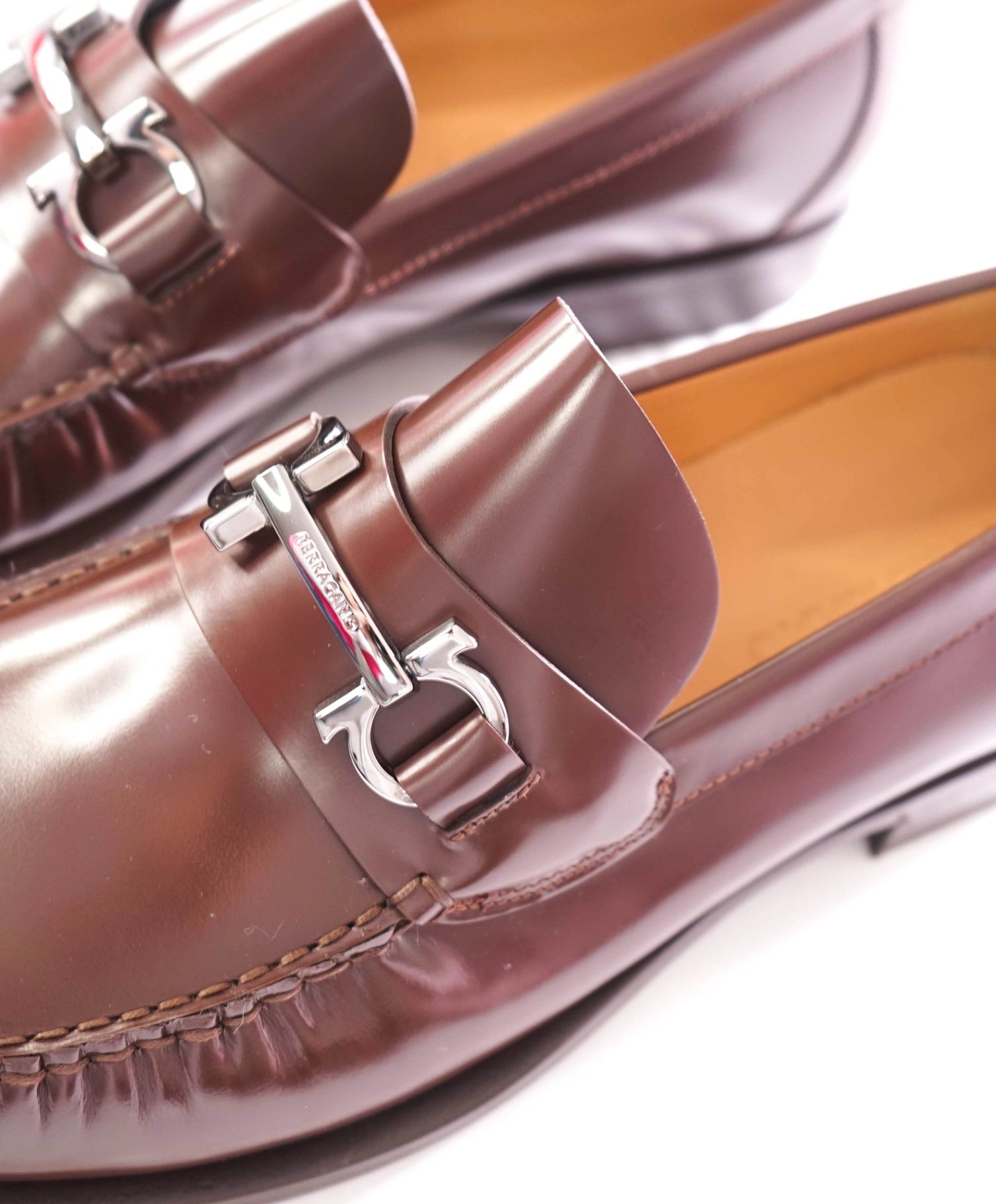 $950 FERRAGAMO - Leather Brown "FORT" Loafers - 12 E