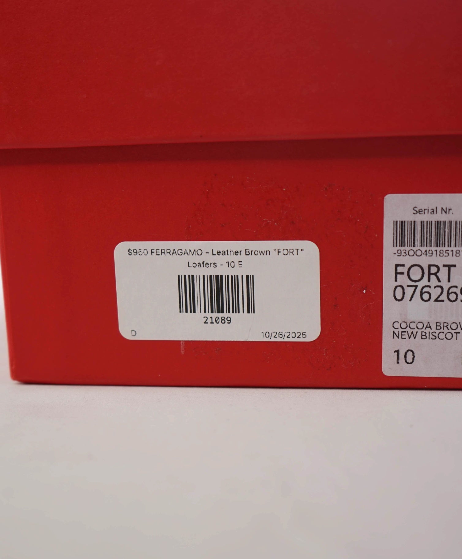 $950 FERRAGAMO - Leather Brown "FORT" Loafers - 10 E