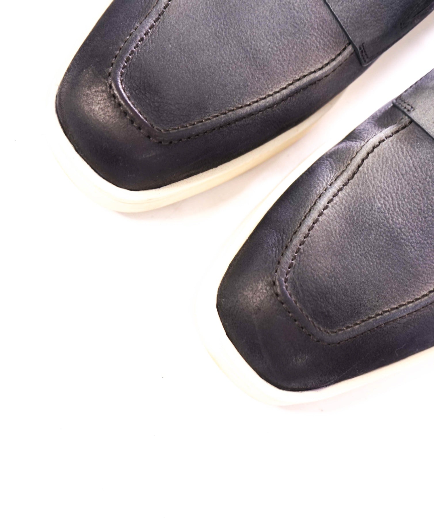 $850 Santoni "BODYWORK" Grey Pebbled Loafers Leather US 10 (9UK)