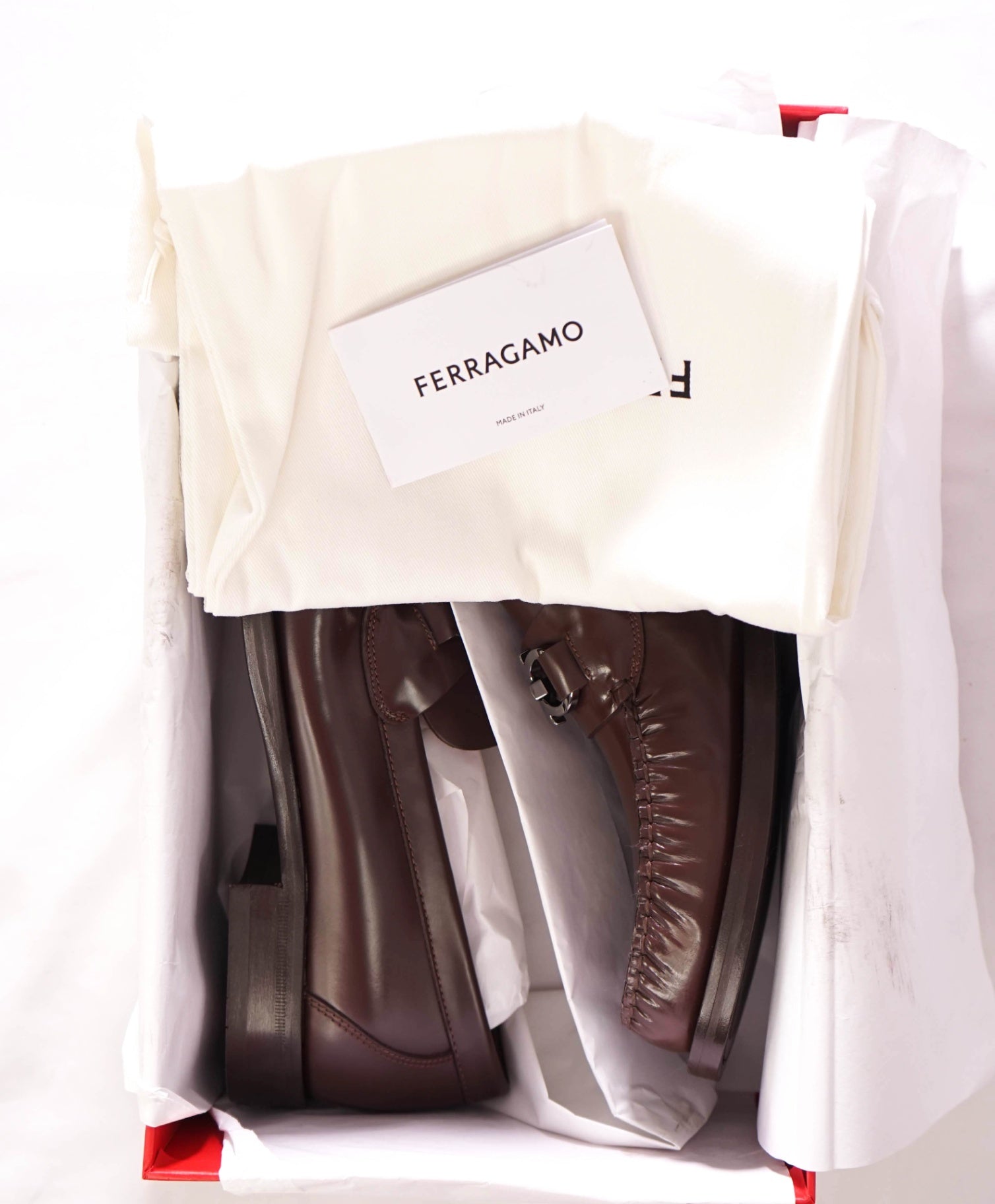 $950 FERRAGAMO - Leather Brown "FORT" Loafers - 10.5 E