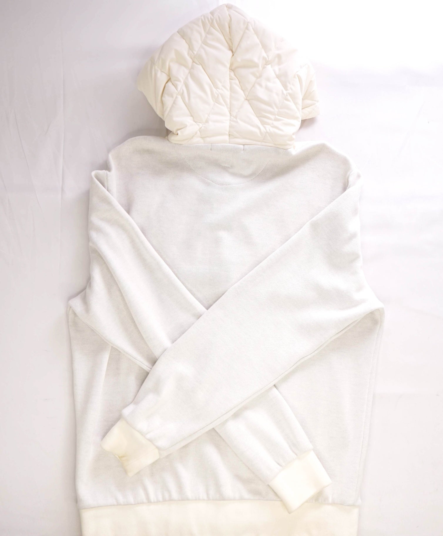 ELEVENTY For LORO PIANA Ivory Quilted Cotton Hoodie Sweater M