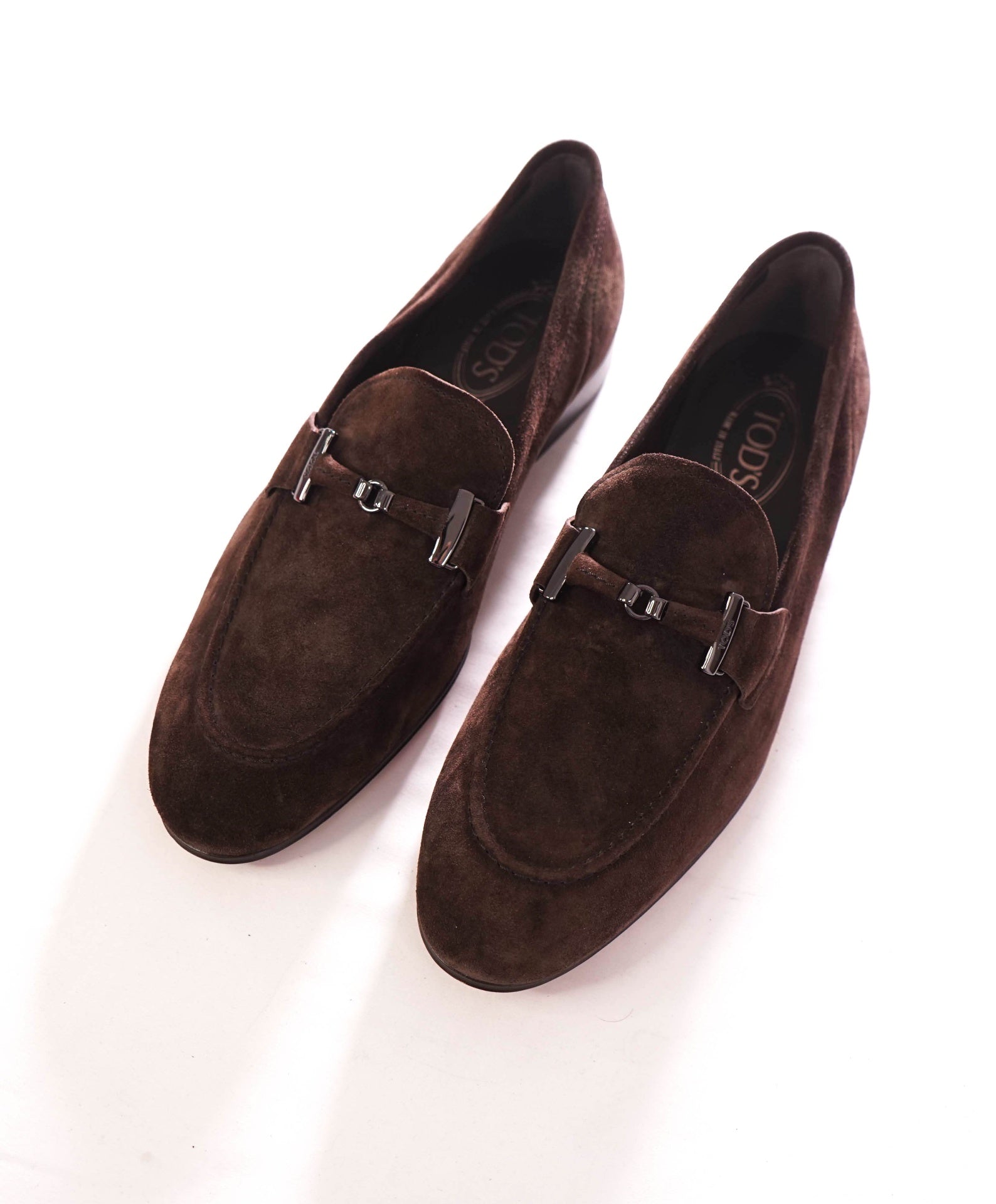 $675 TOD'S - T Strap Bit Suede Brown Loafers - US 9.5 (UK8.5)