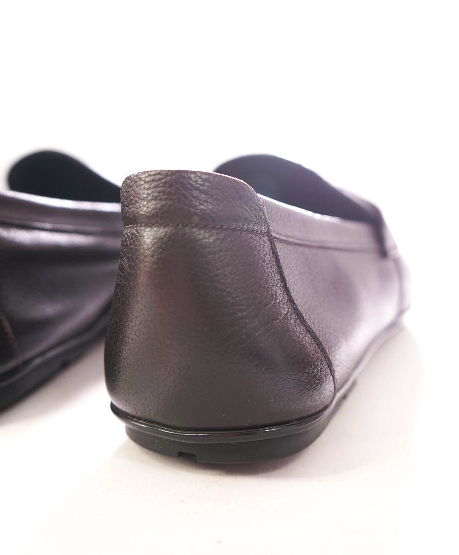 $795 FERRAGAMO - Leather Brown Logo Engraved Penny Loafers - 12 D