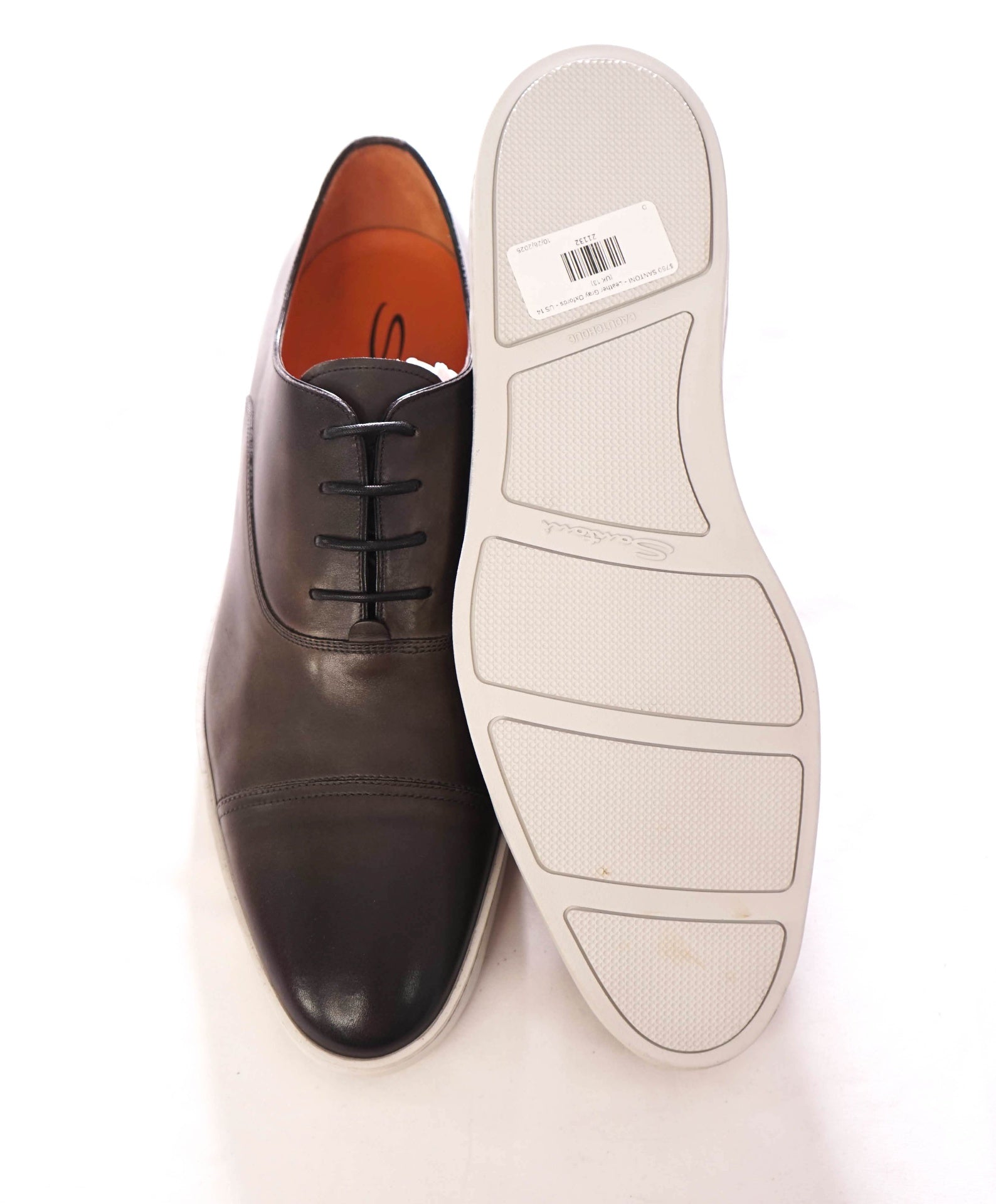 $750 SANTONI - Leather Gray Sneaker Sole Oxfords - US 14 (UK 13)