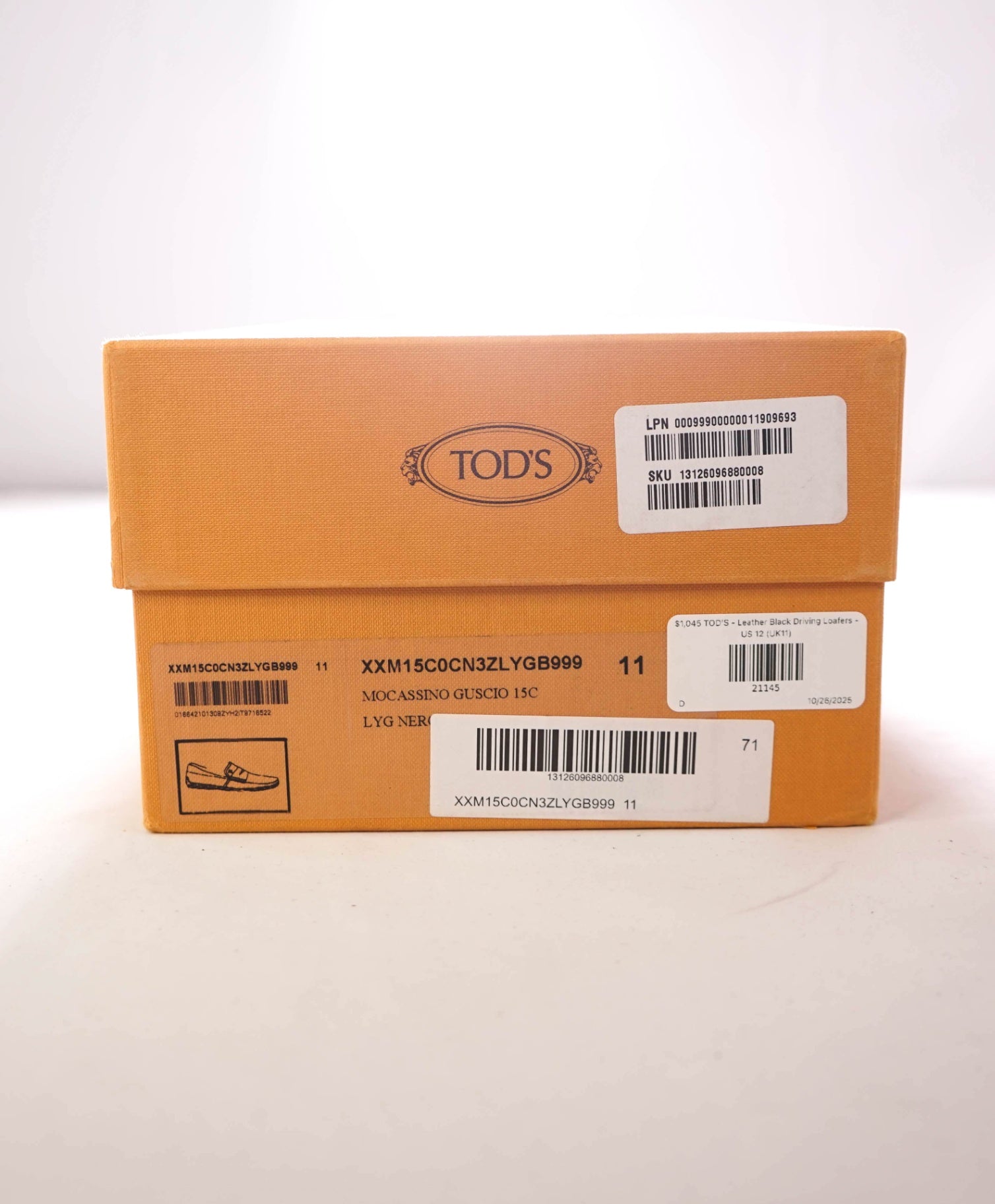 $1,045 TOD'S - Leather Black LOGO Penny Loafers - US 12 (UK11)