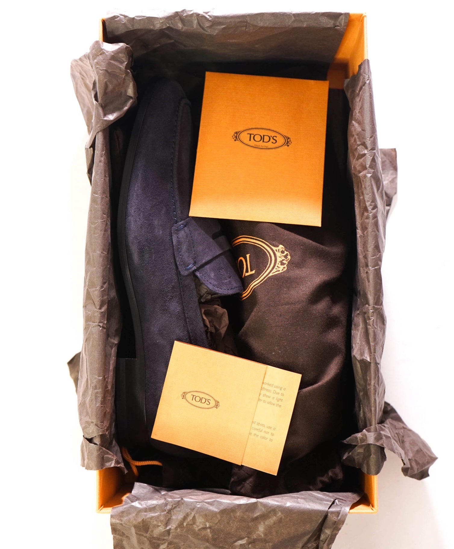 $775 TOD'S - Navy Suede Penny Loafer Leather LOGO Vamp - US 9 (UK8)