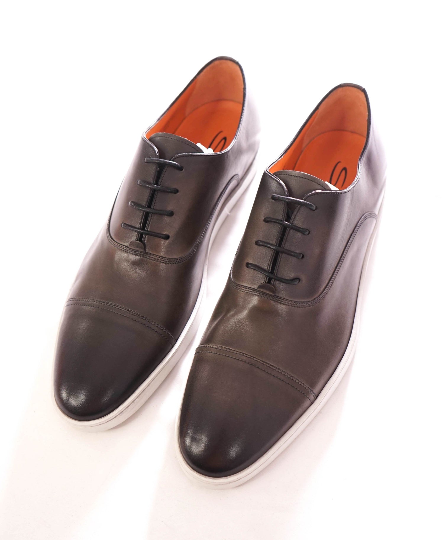 $750 SANTONI - Leather Gray Sneaker Sole Oxfords - US 14 (UK 13)