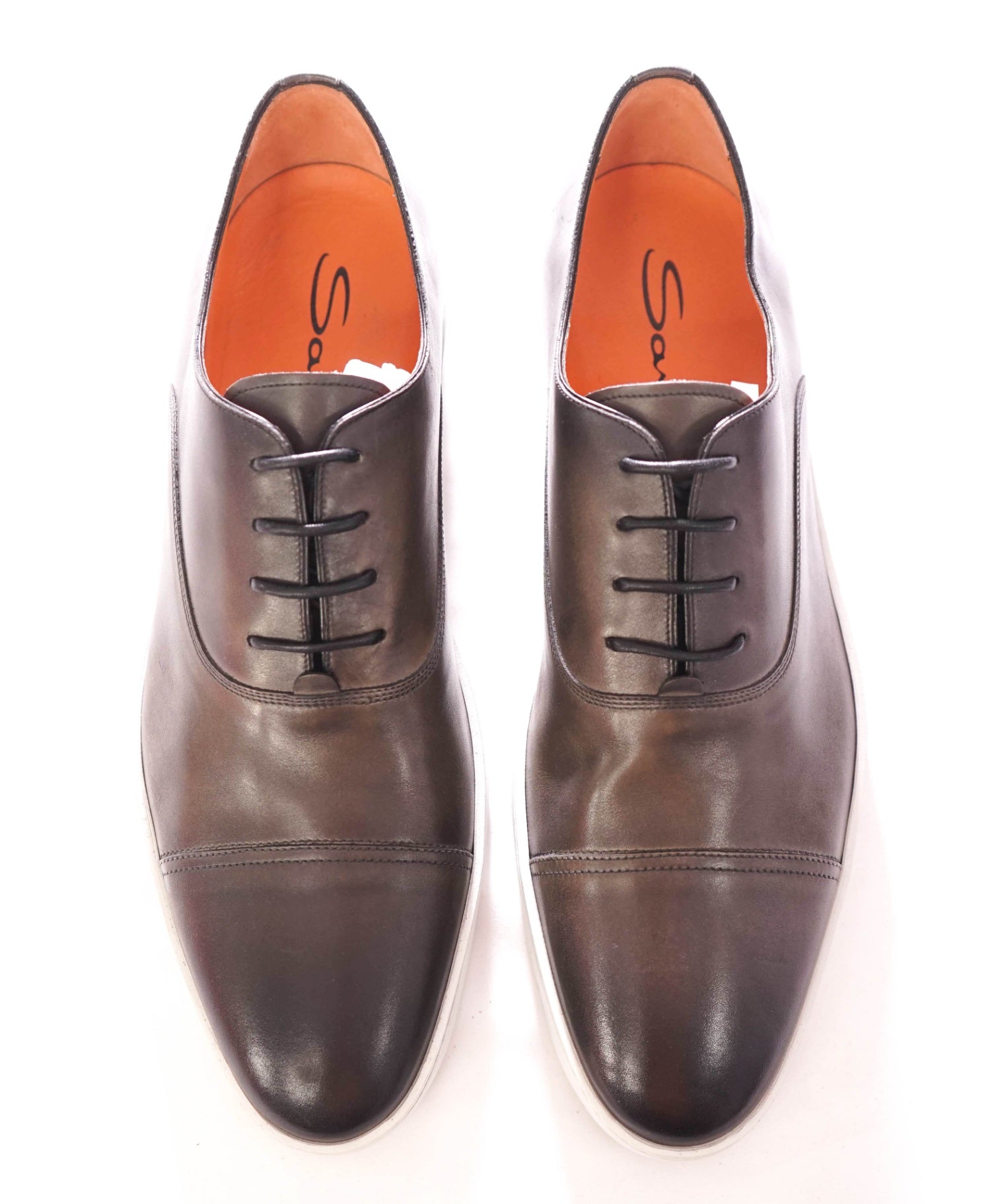 $750 SANTONI - Leather Gray Sneaker Sole Oxfords - US 14 (UK 13)