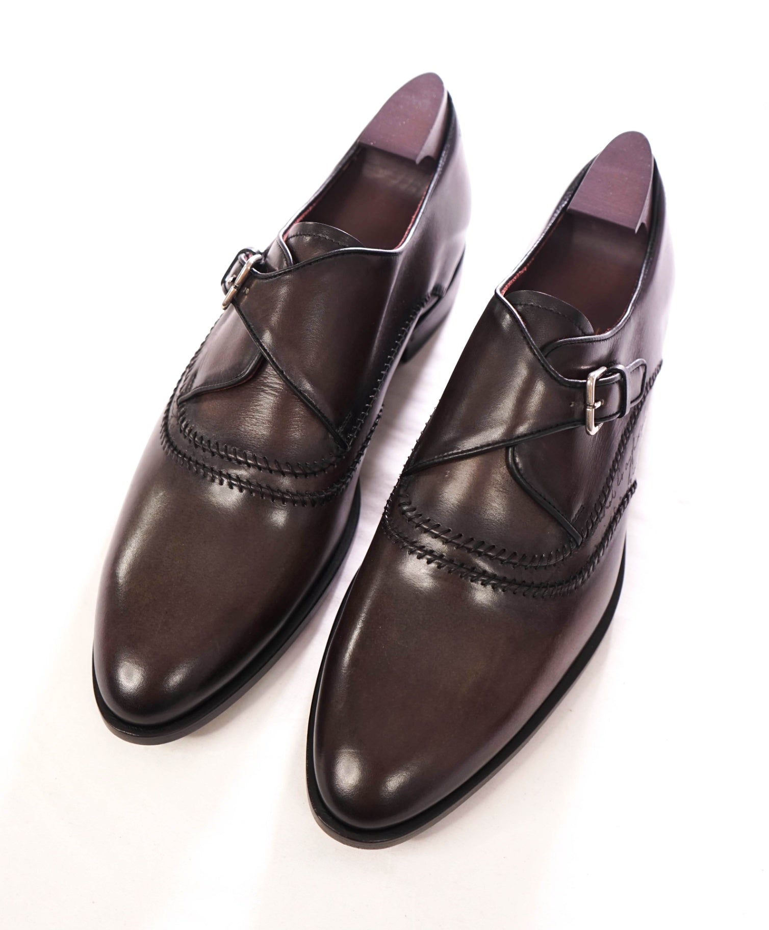 $2,480 BERLUTI - Leather Dark Brown SCRITTO Single Monk - 9 US (8UK)
