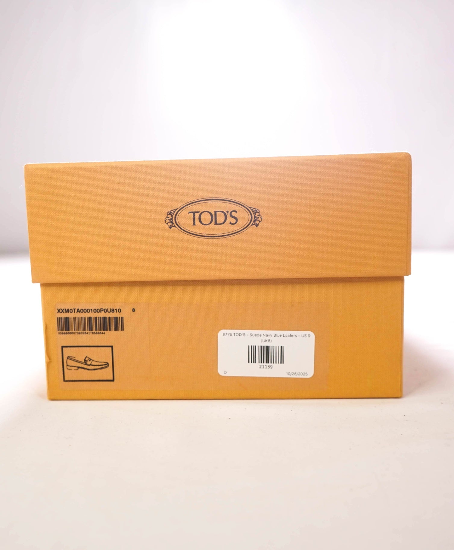 $775 TOD'S - Navy Suede Penny Loafer Leather LOGO Vamp - US 9 (UK8)