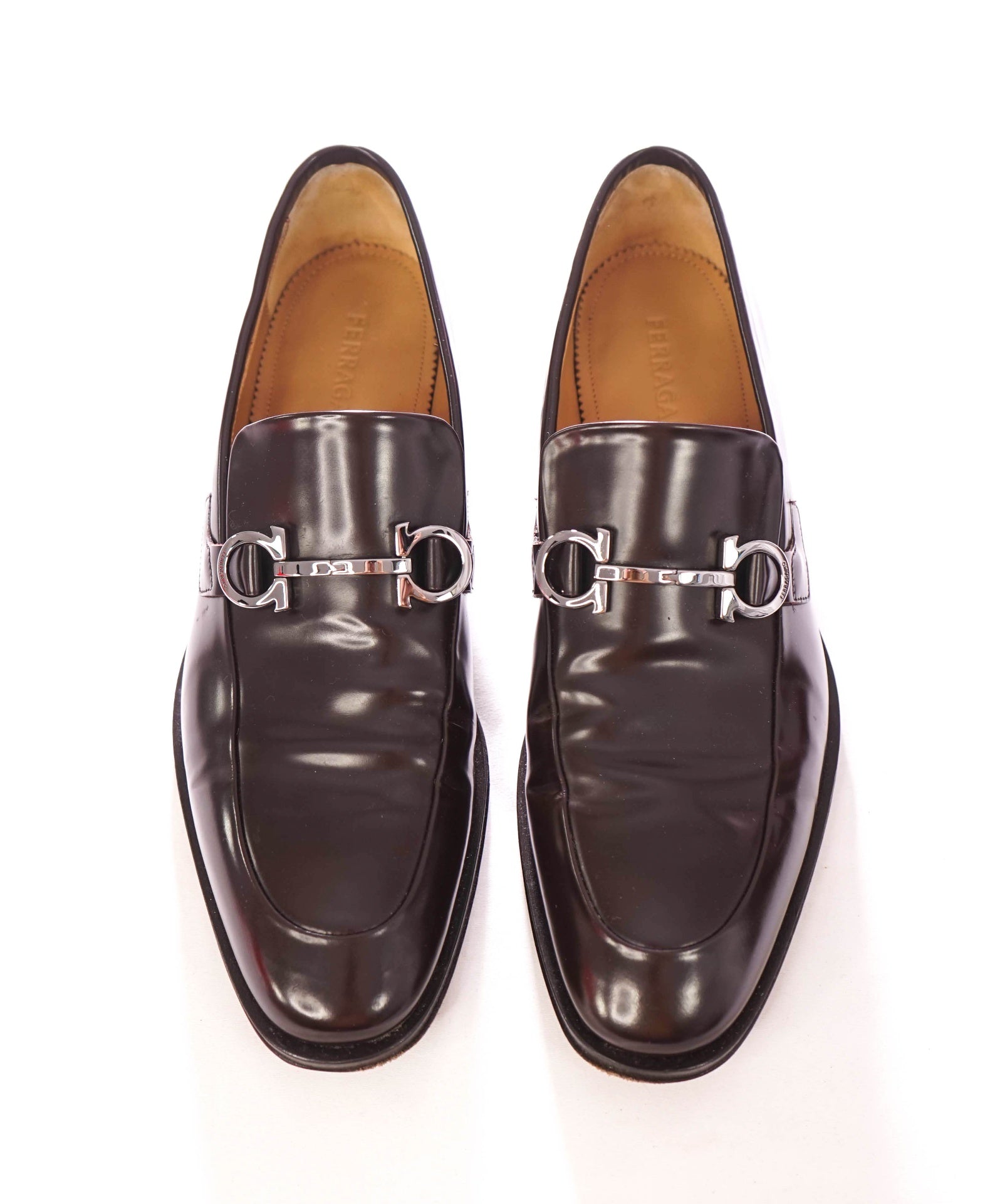 $1,150 FERRAGAMO - Leather Brown "FINLEY" Loafers - 9 D