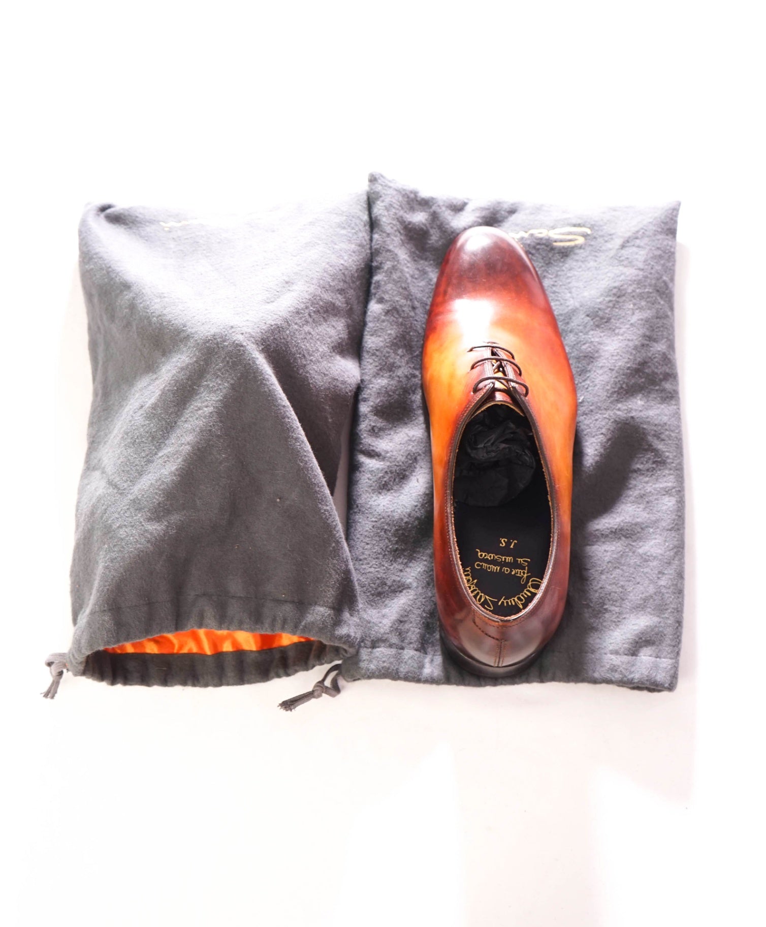 $1,595 SANTONI - Custom 1of1 Leather Brown Oxfords - US 11 (UK10)