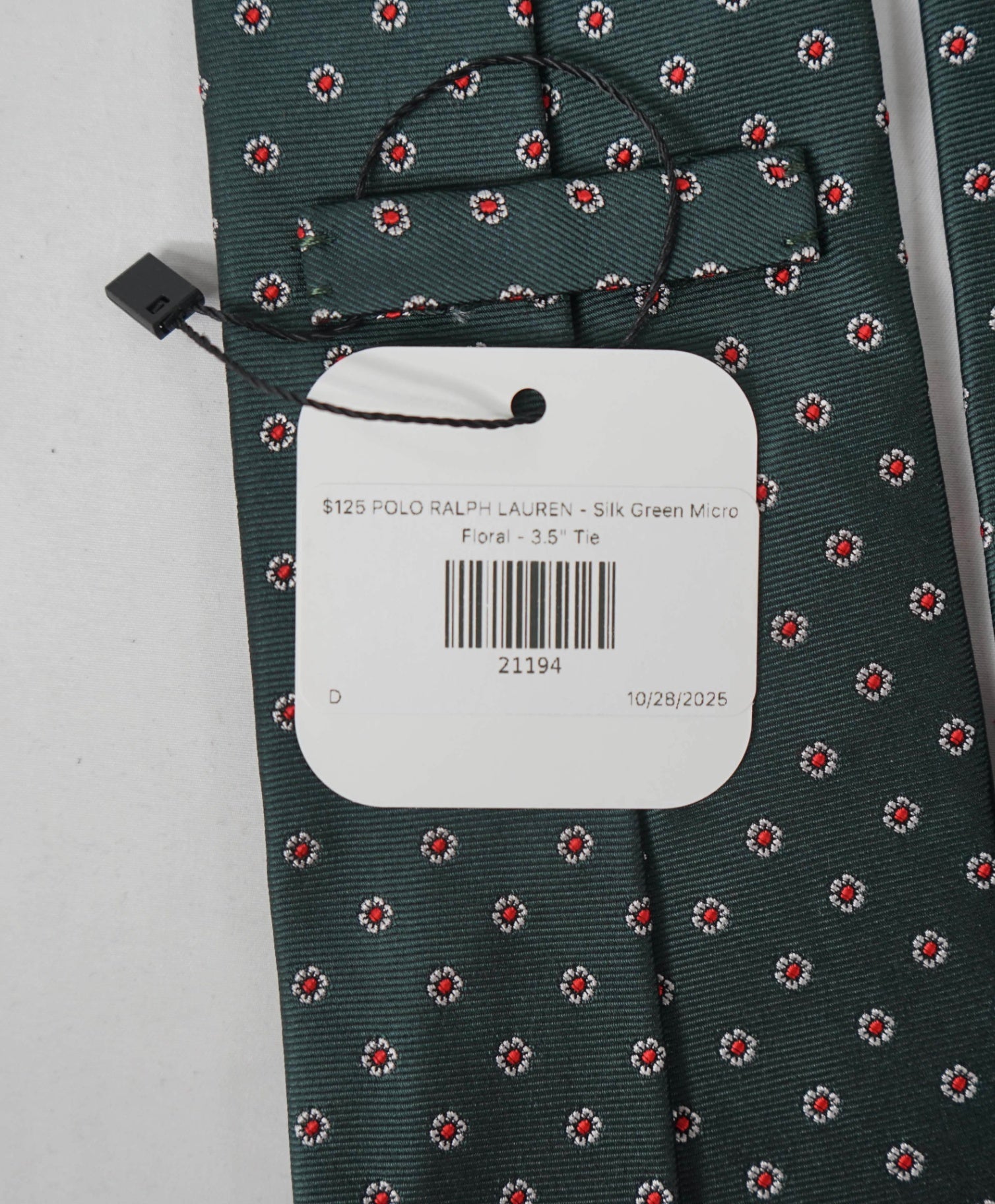 $125 POLO RALPH LAUREN - Silk *MadeIn Italy* Green Micro Floral - 3.5" Tie