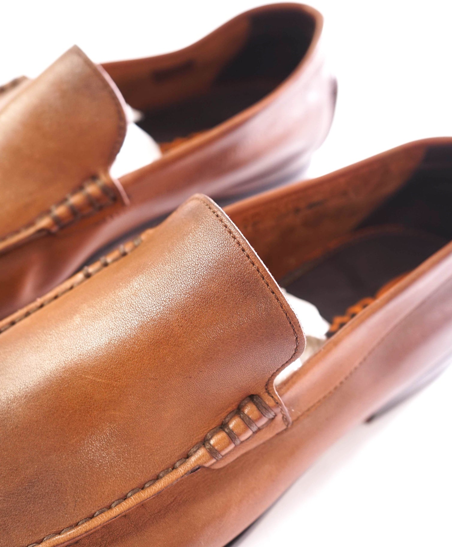 $750 SANTONI - Leather Brown Venetian Loafers - US 7.5 (UK6.5)