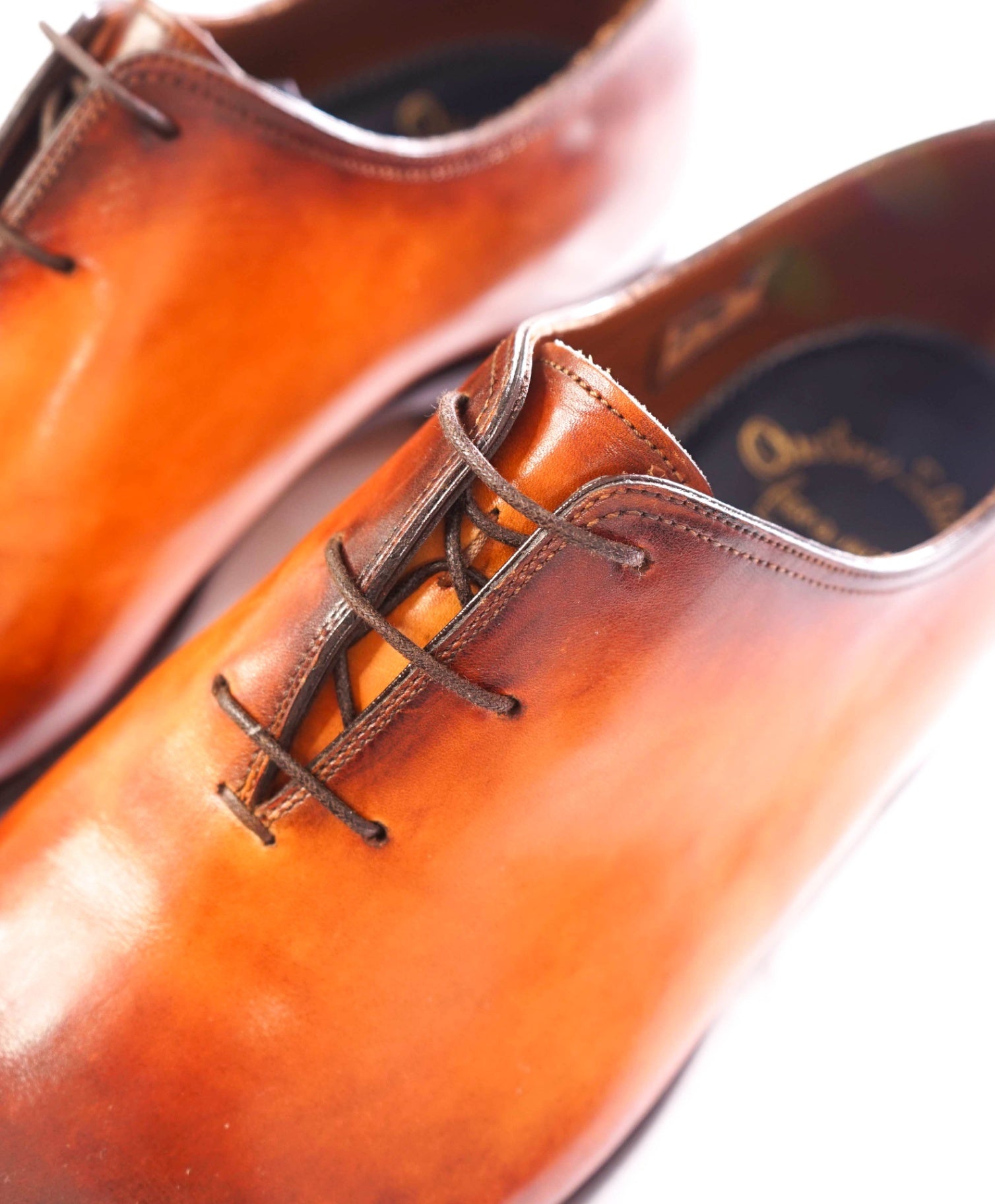 $1,595 SANTONI - Custom 1of1 Leather Brown Oxfords - US 11 (UK10)